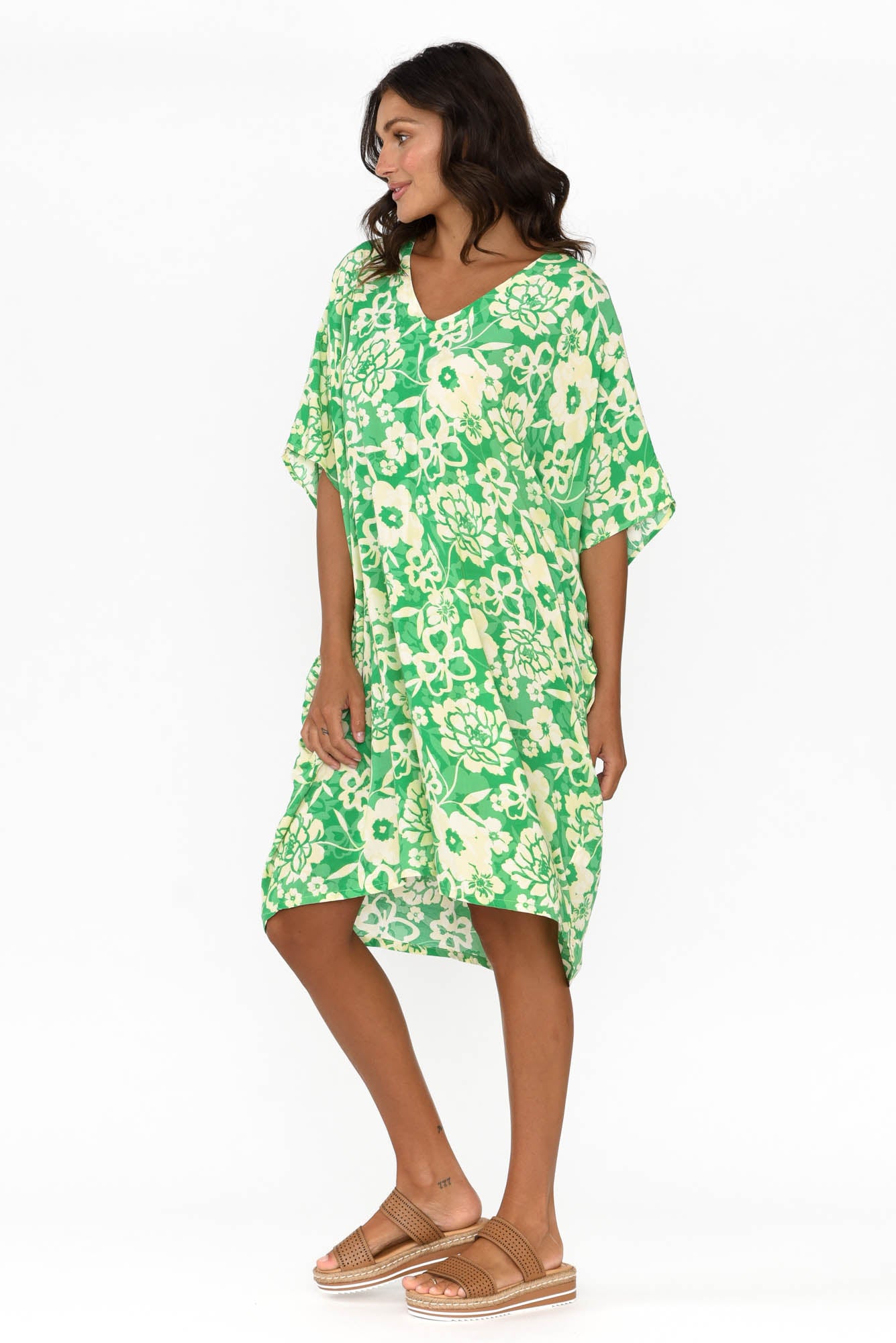 Luce Green Flower Kaftan