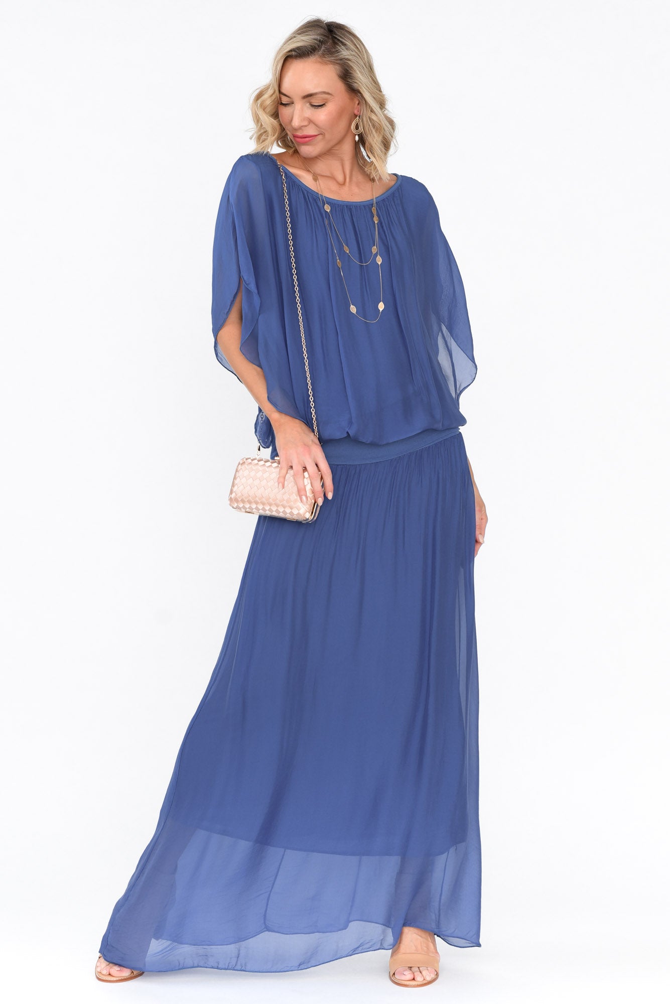 Evaline Cobalt Silk Layer Top