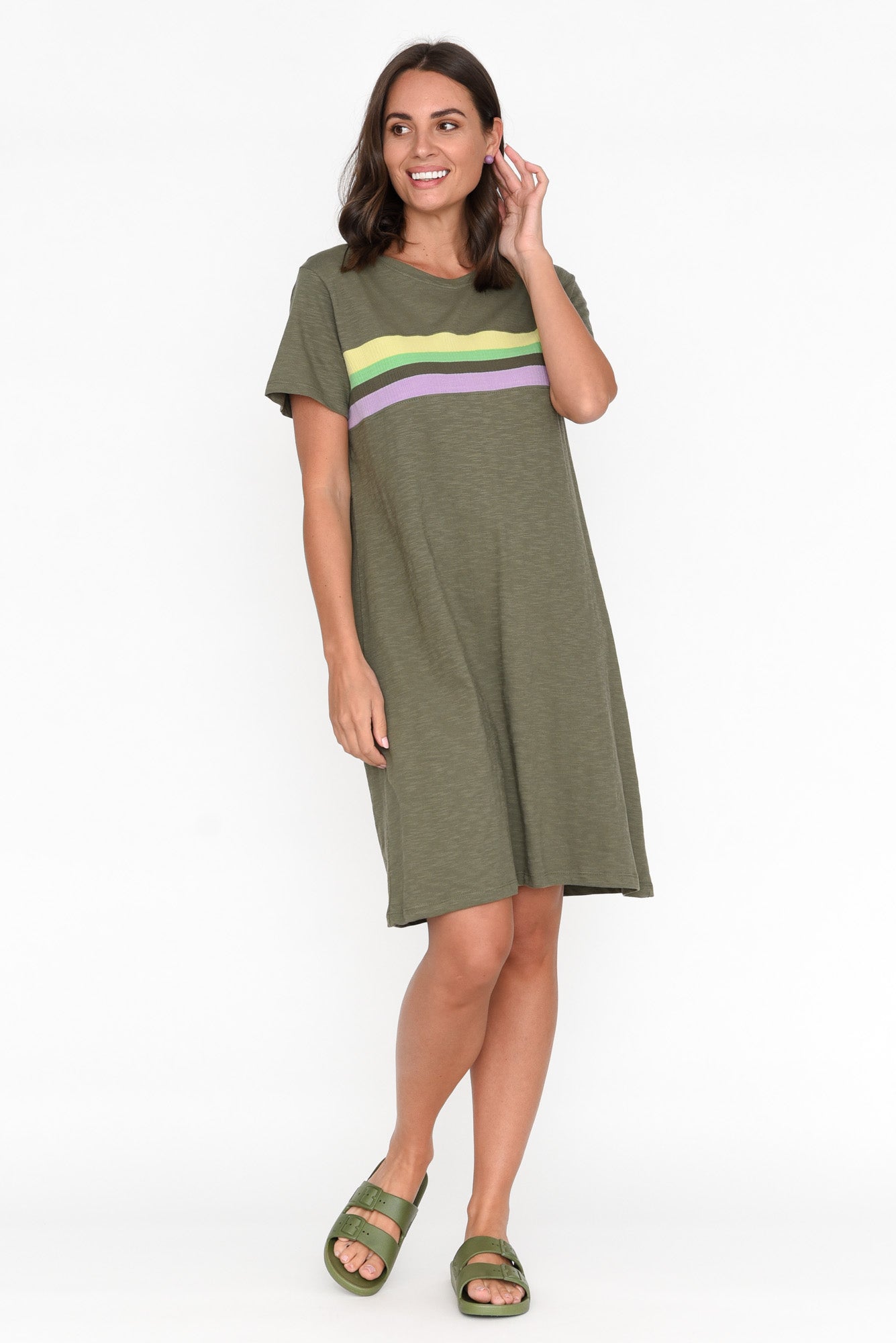 Linden Khaki Cotton Tee Dress