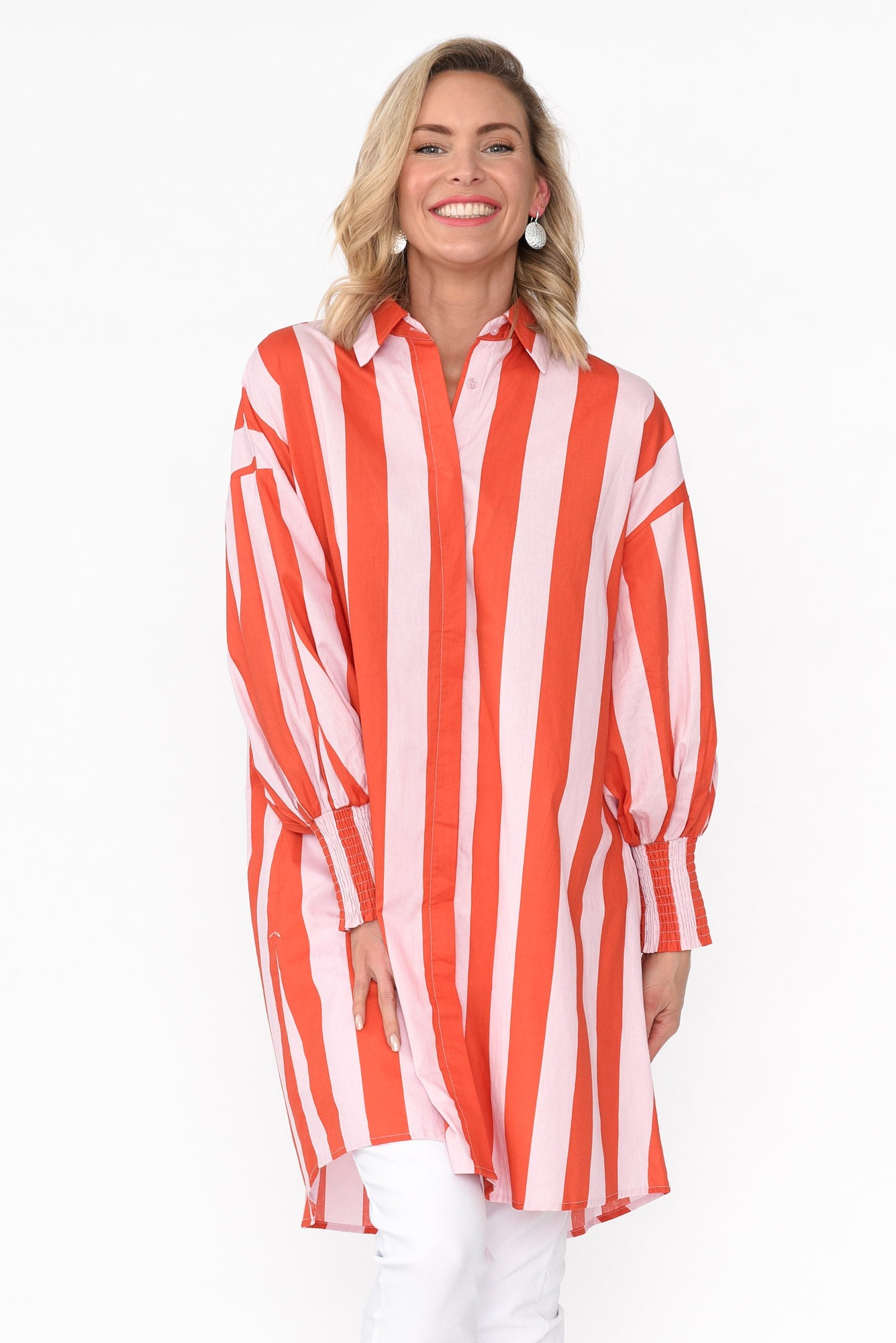 Kalani Pink Stripe Cotton Tunic