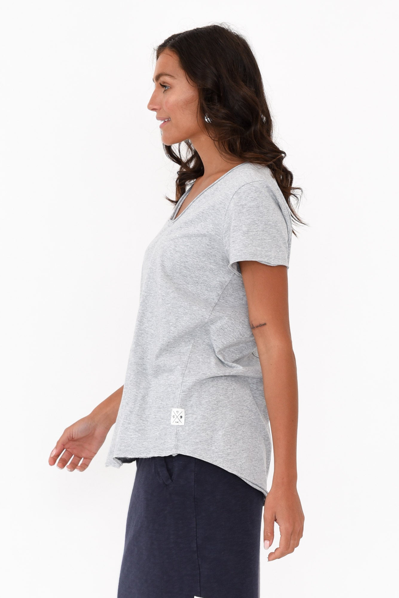 Grey Cotton Fundamental Vee Tee