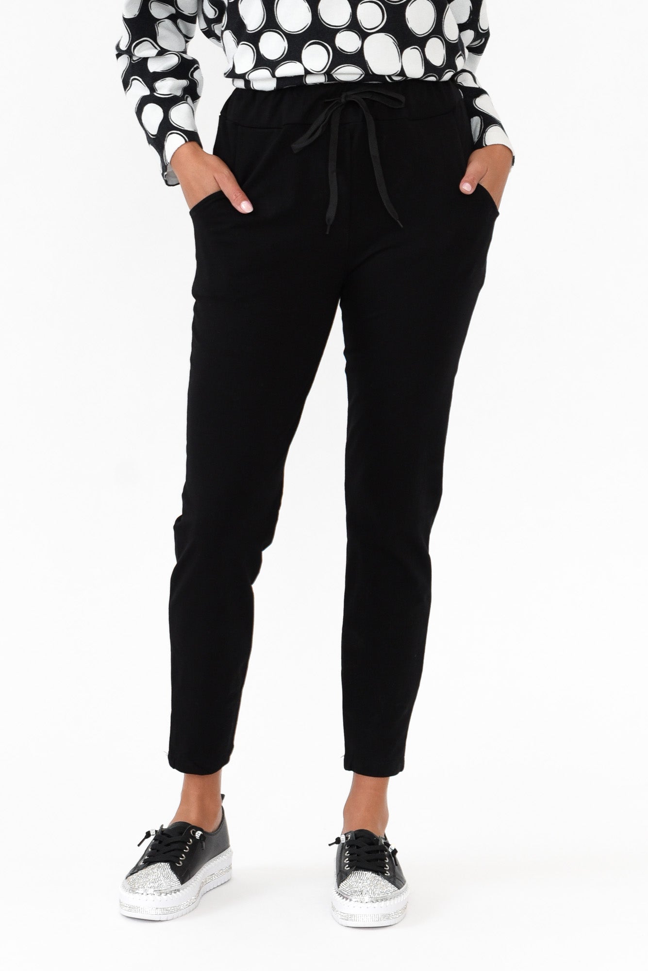 Rylan Black Cotton Tie Pant