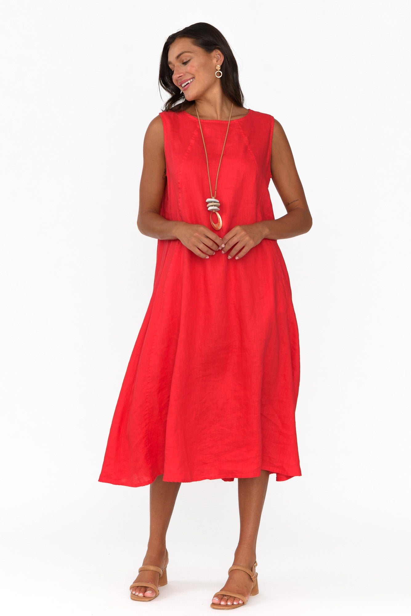 Brielle Red Linen Dress