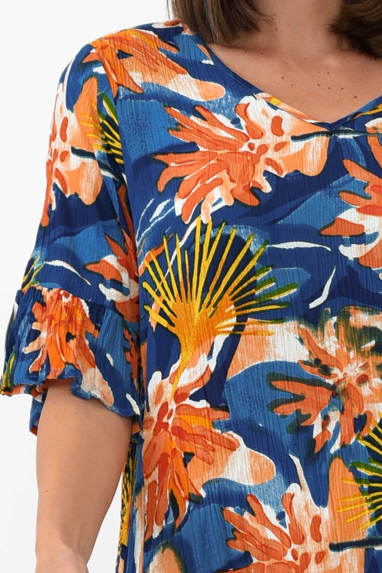 Calla Orange Garden Crinkle Dress