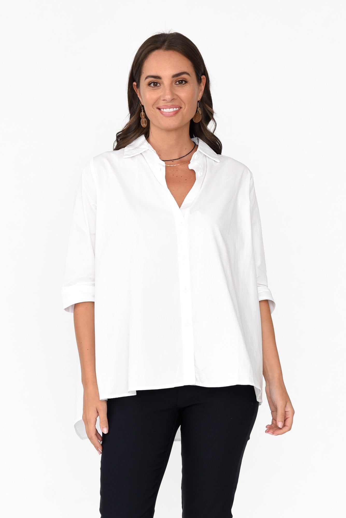 Arbor White Cotton Poplin Shirt