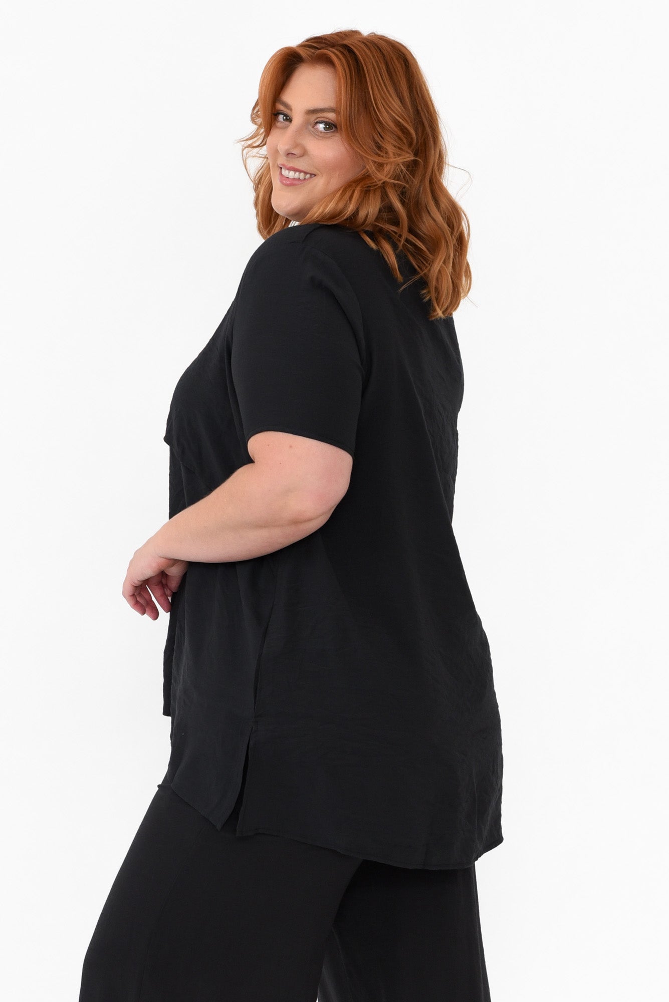 Shoshana Black Cotton Layered Top