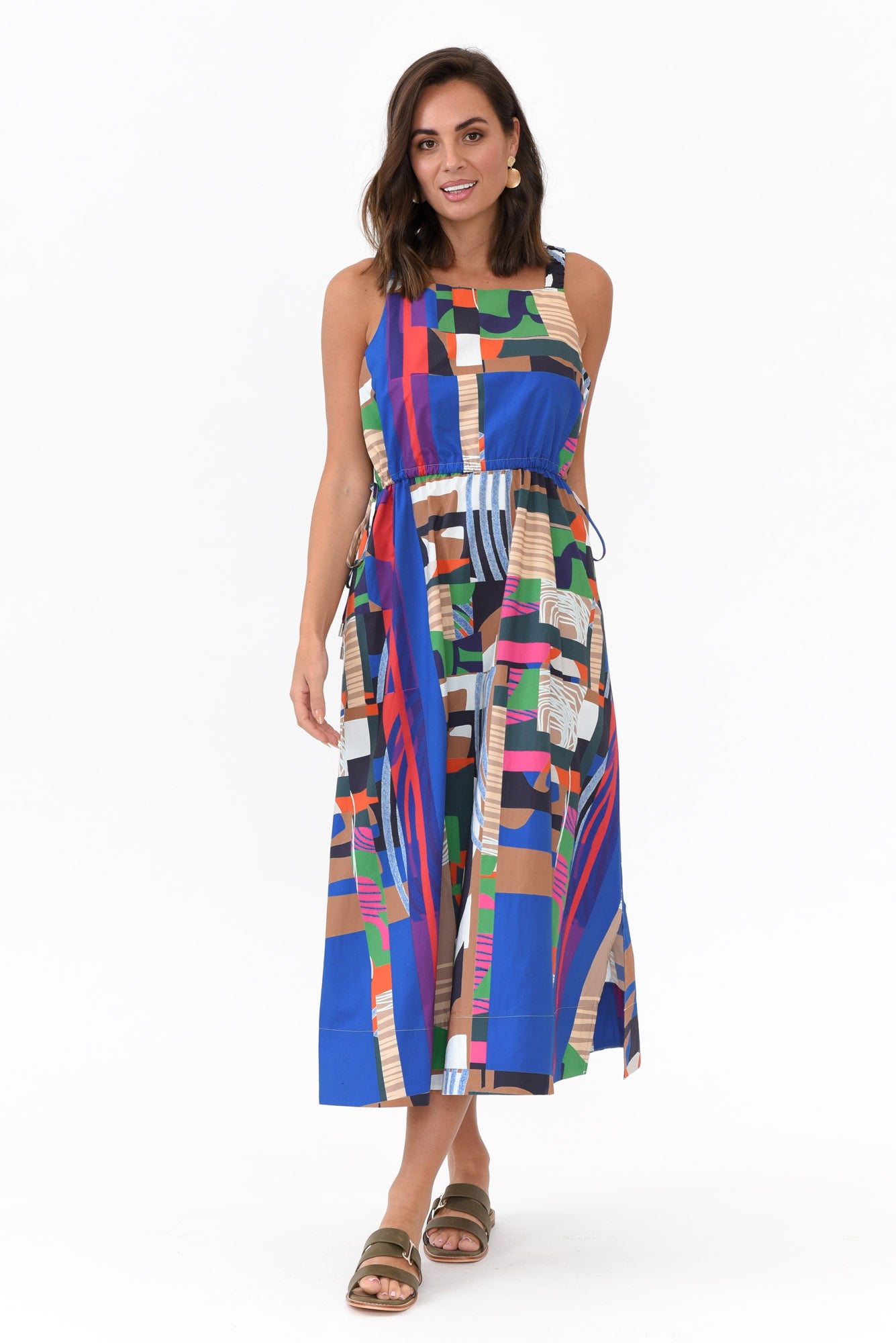 Waldon Blue Abstract Cotton Dress