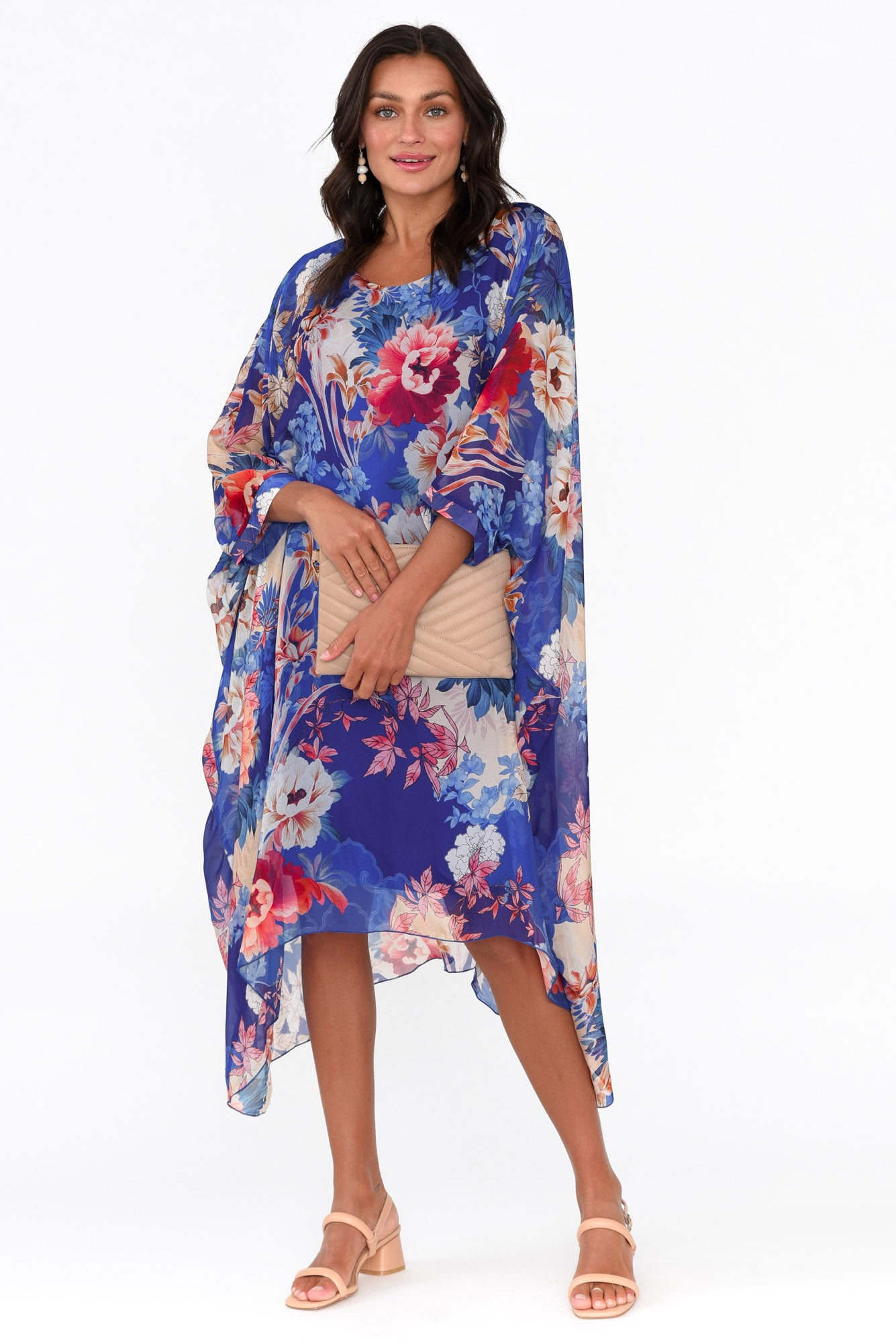 Marybeth Cobalt Floral Silk Kaftan