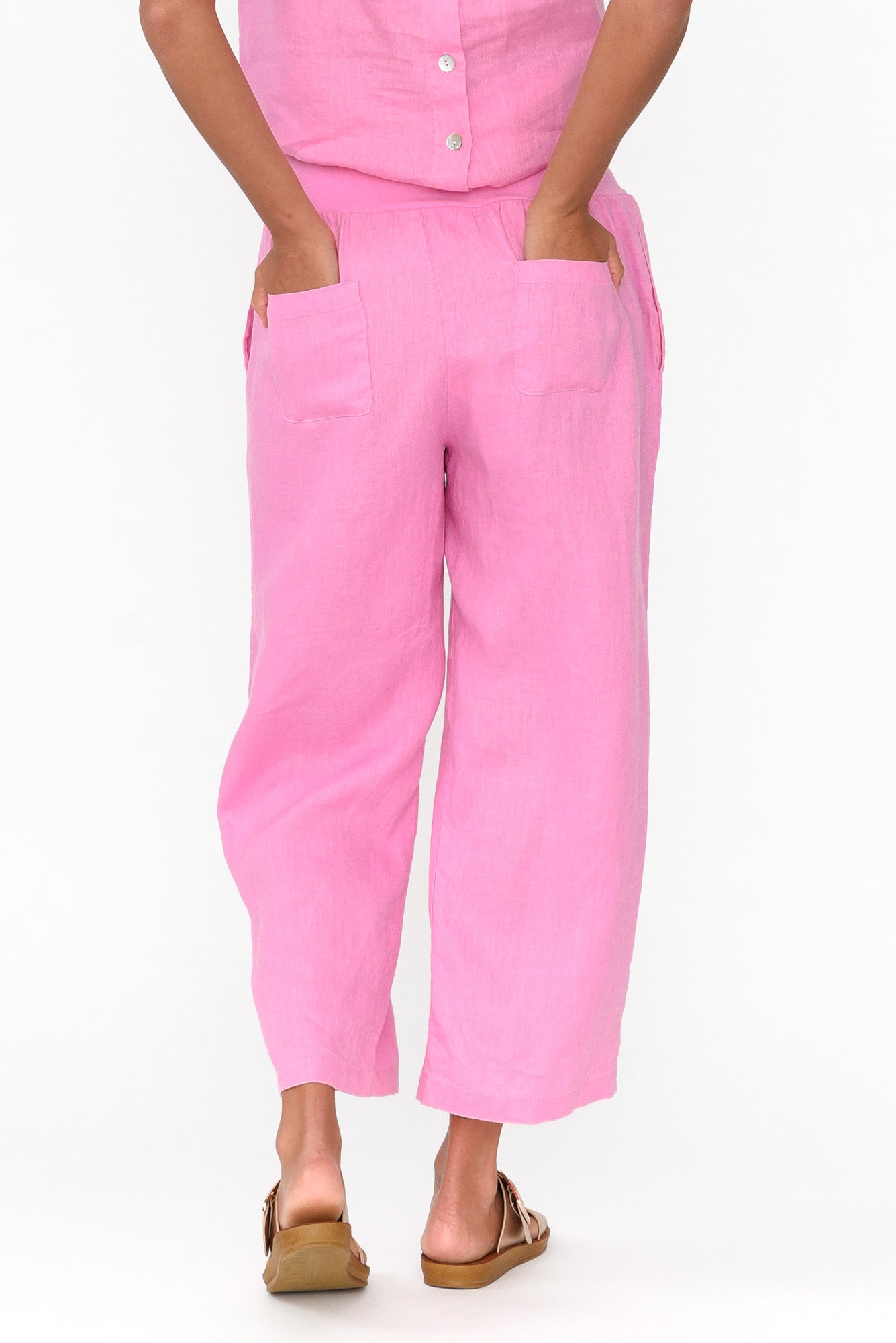 Griffin Pink Linen Wide Leg Pant