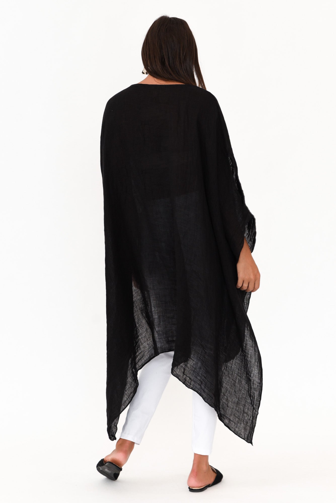 Genesia Black Linen Kaftan Tunic