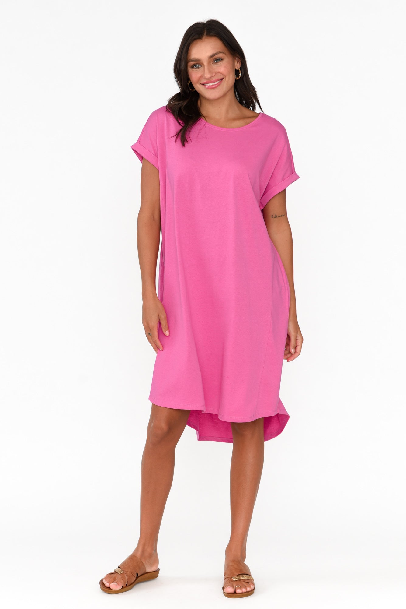 Maxine Hot Pink Cotton T-Shirt Dress