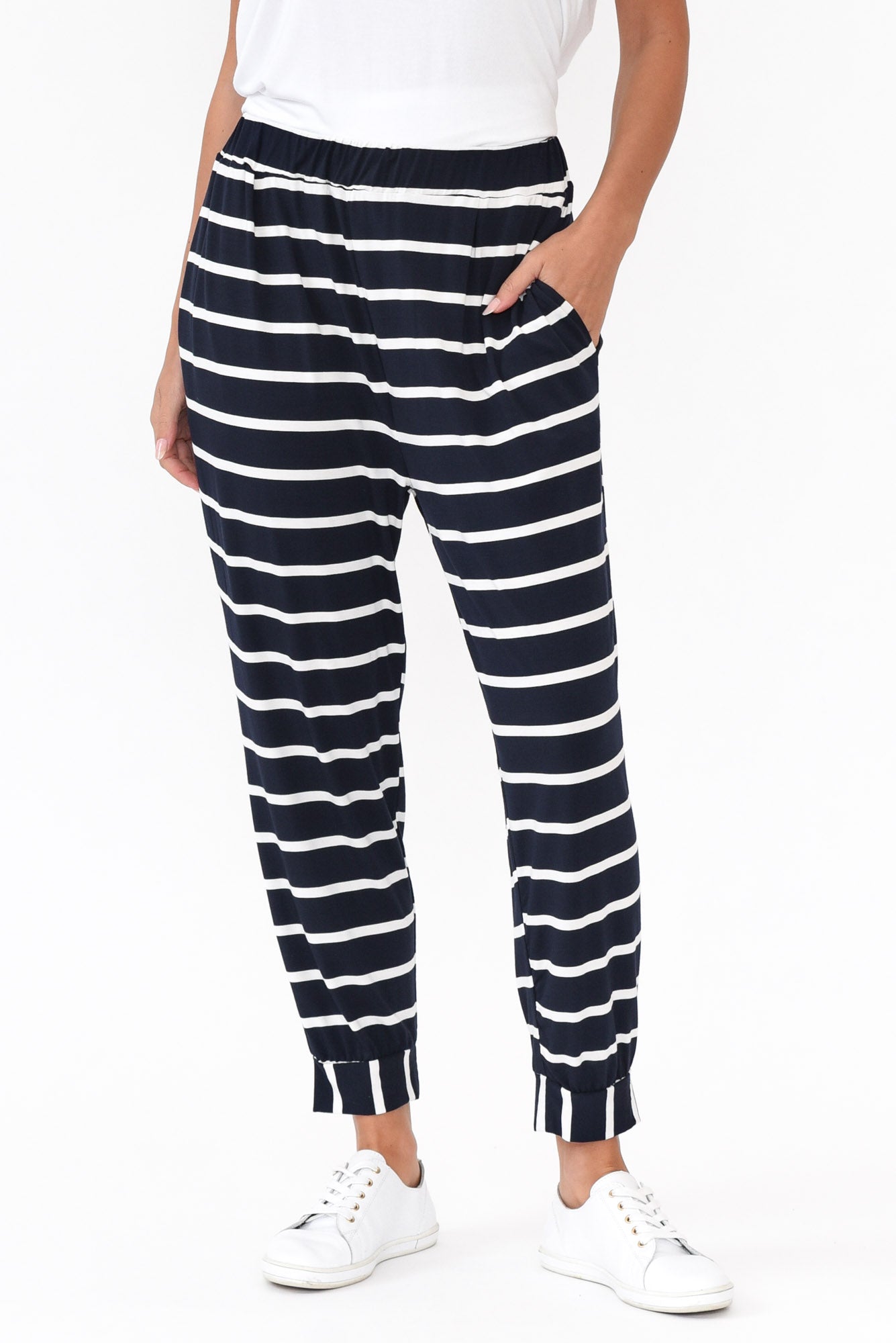 Tonkin Navy Stripe Bamboo 3/4 Pant