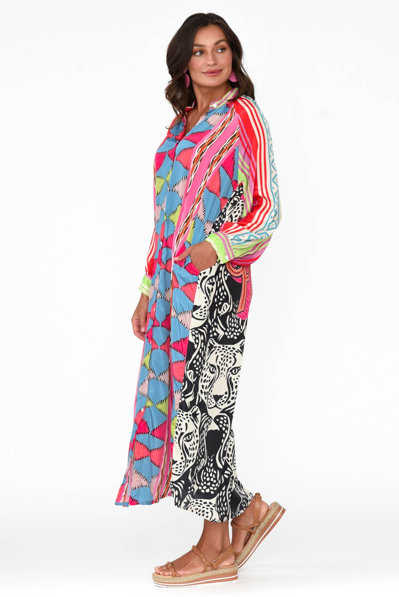 Maeva Blue Aztec Shirt Dress