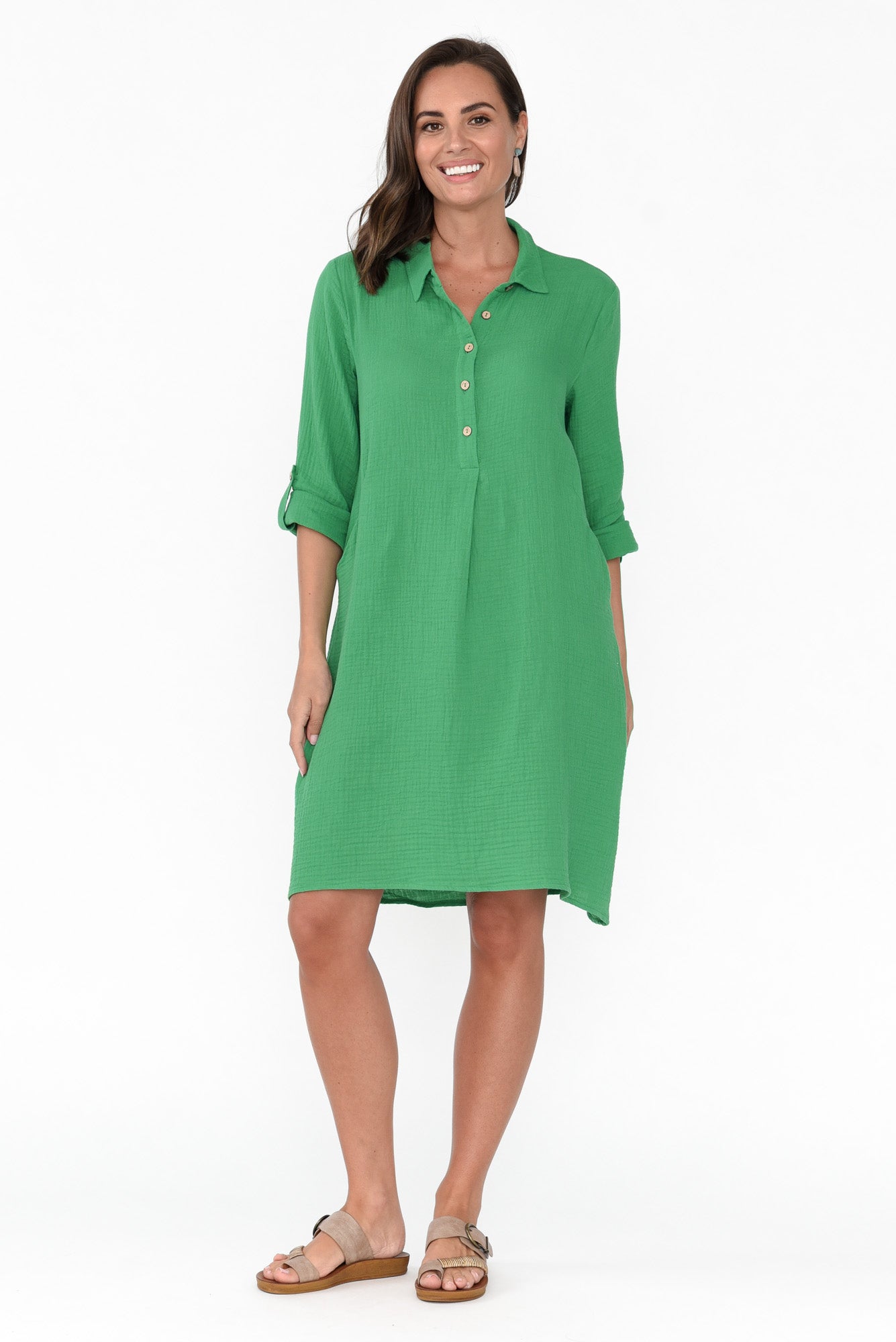Byron Green Cotton Shirt Dress