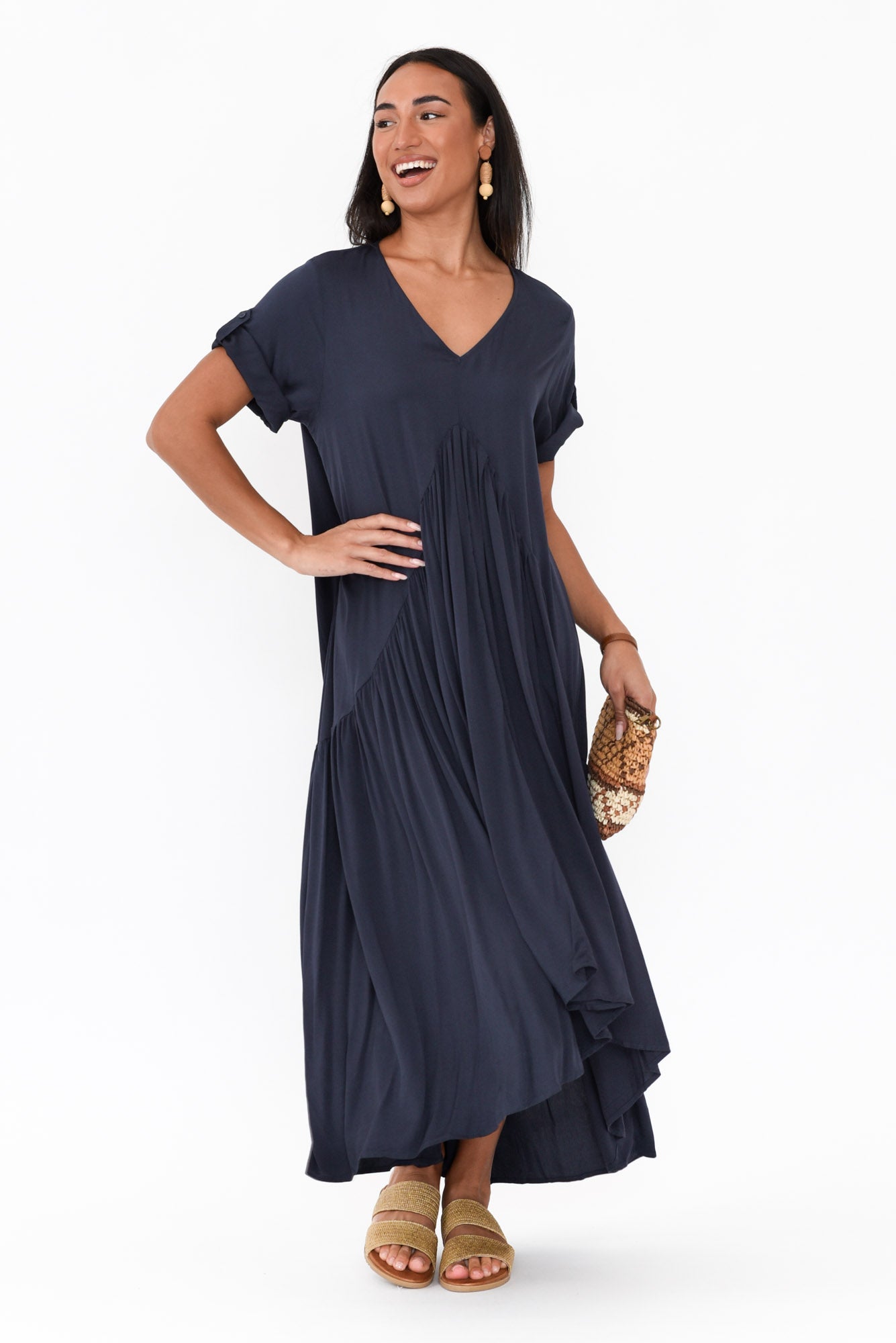 Navy Peak Maxi Dress
