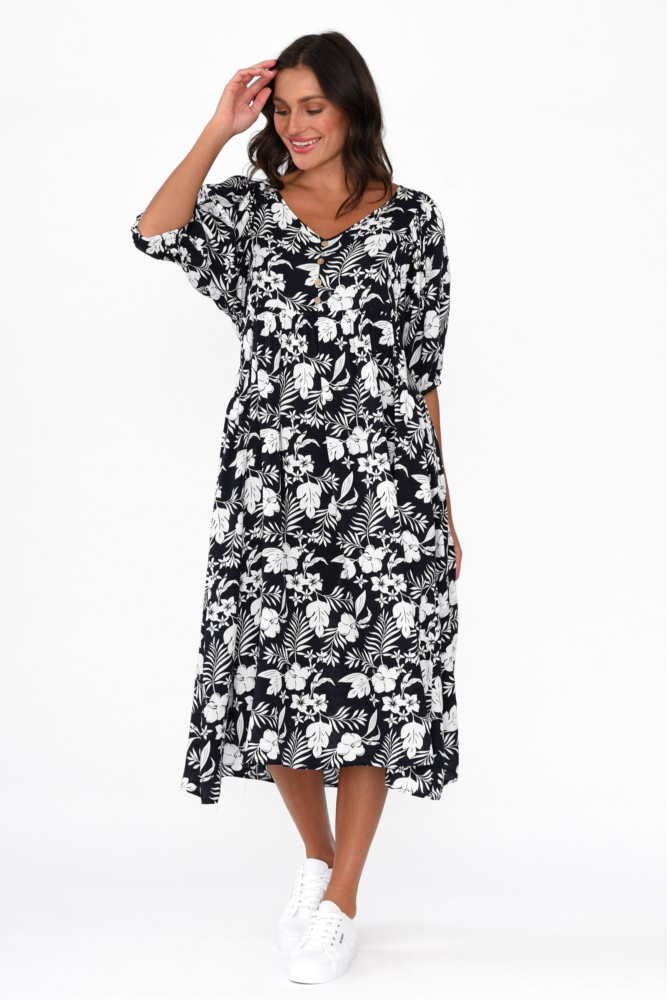 Kacey Black Garden Button Dress