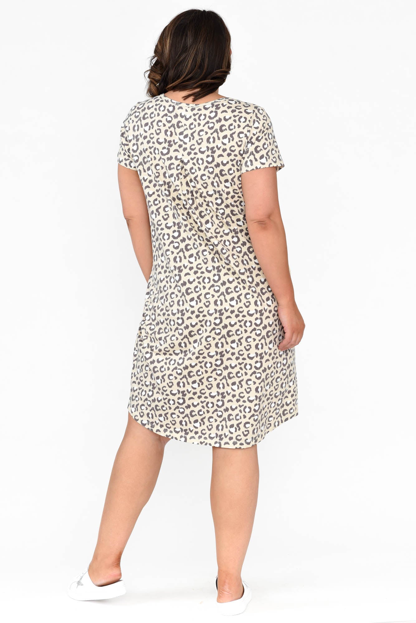 Mandy Brown Leopard Cotton Tee Dress