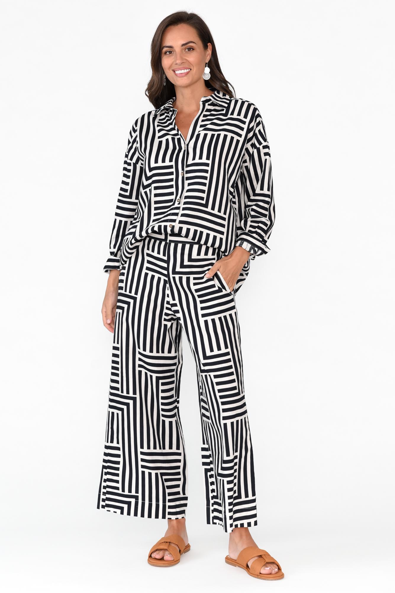 Bauhaus Navy Stripe Linen Blend Shirt