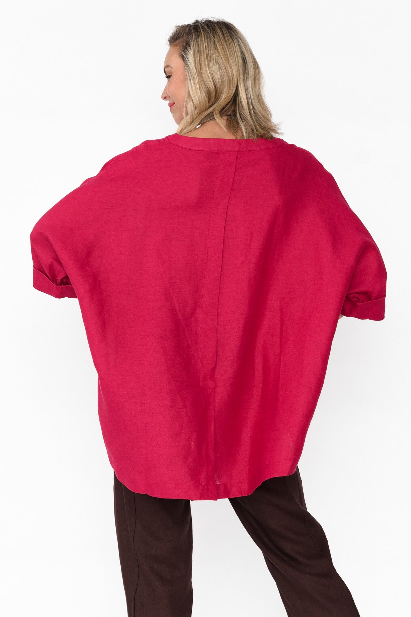 Holden Red Linen Pleat Top