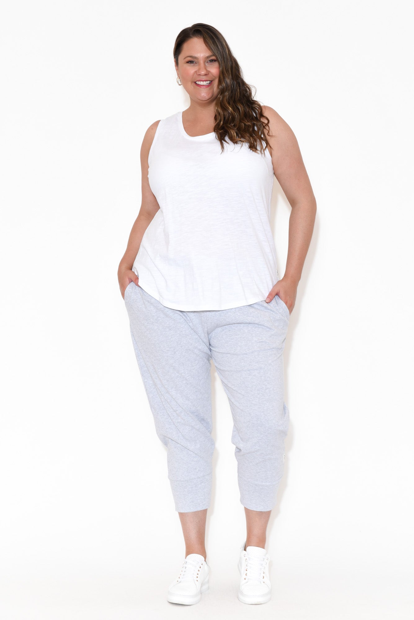 White Cotton Scoop Tank