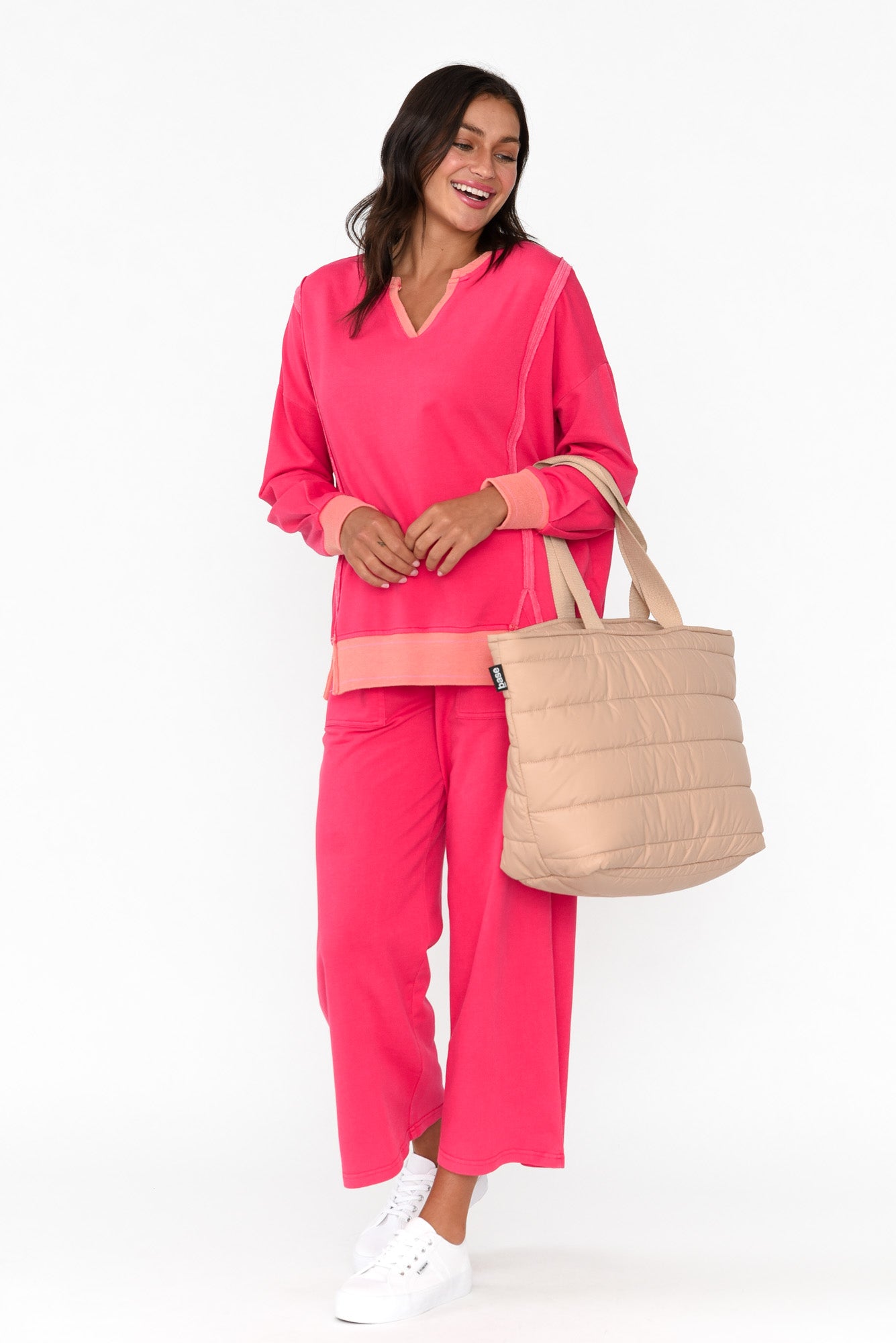 Linnea Hot Pink V Split Jumper