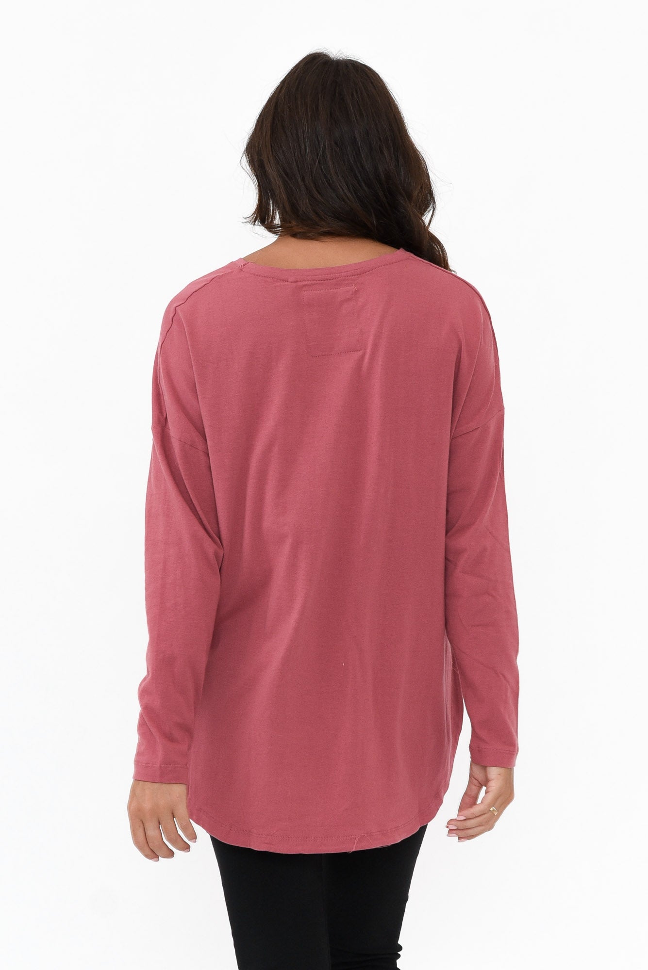 Society Deep Pink Cotton Long Sleeve Tee