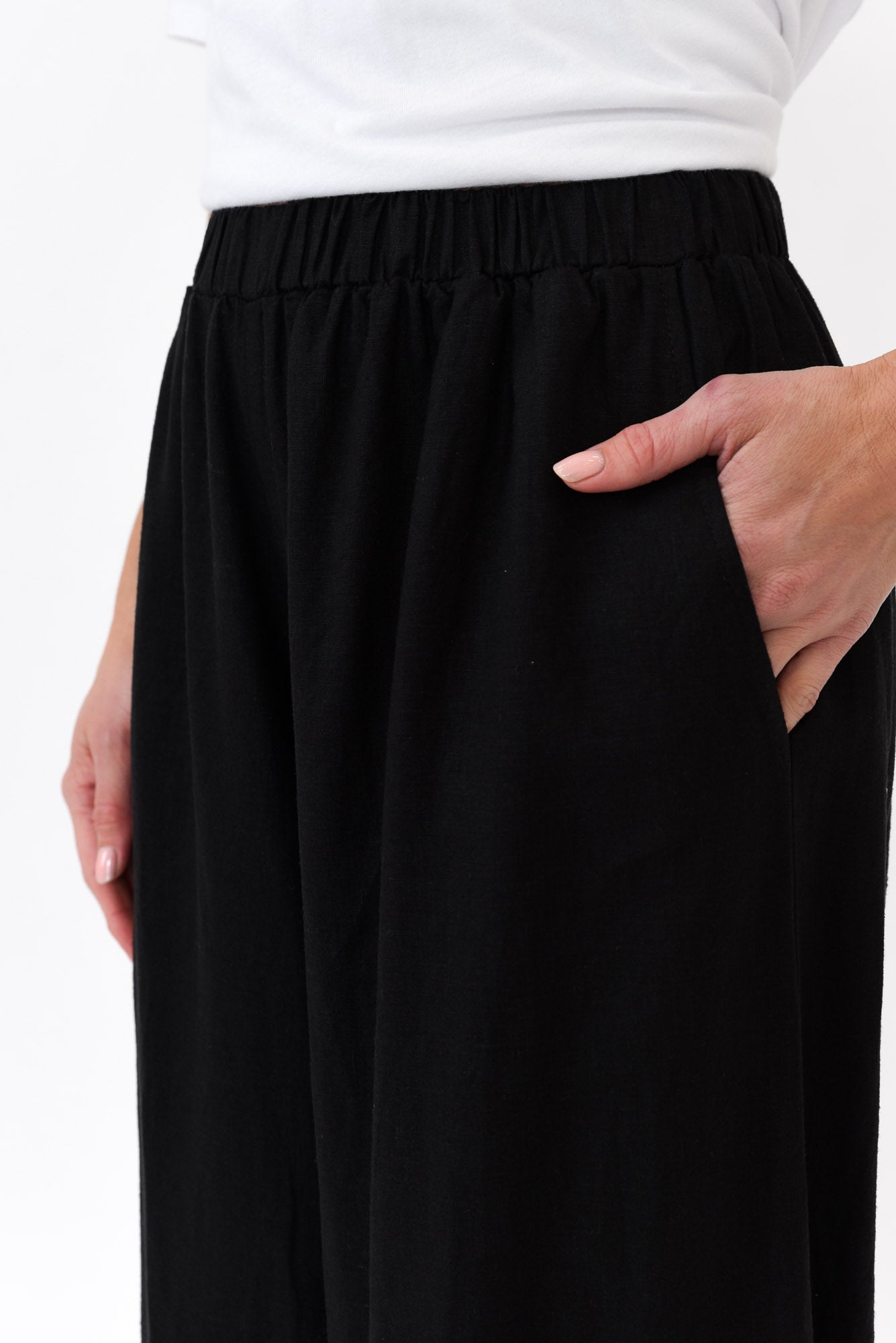 Colleen Black Linen Wide Leg Pant
