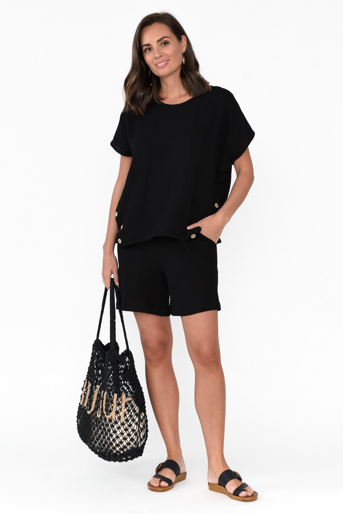 Byron Black Cotton Shorts