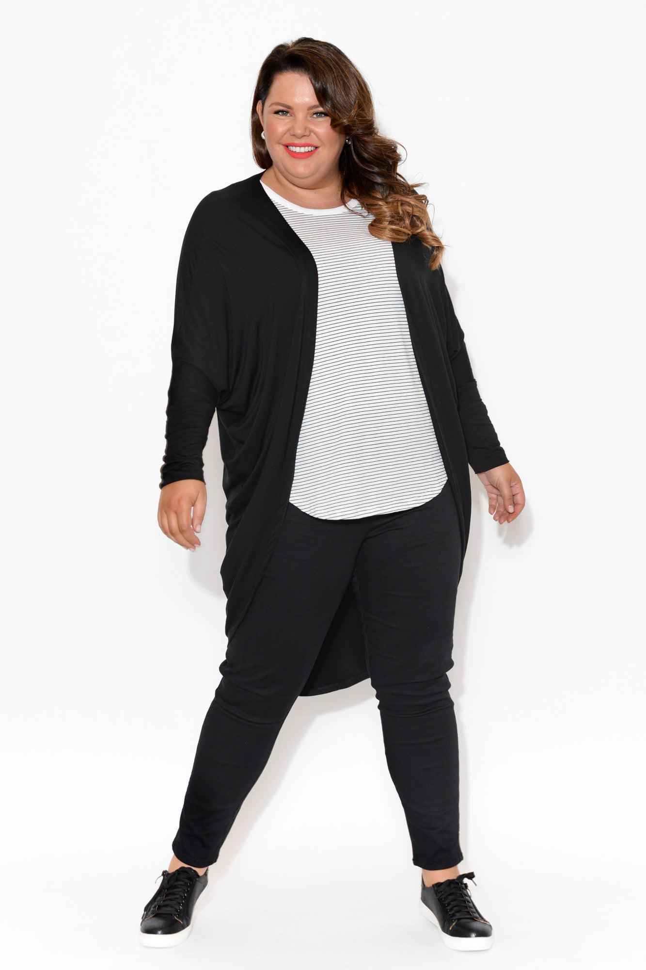Megan White Stripe Long Sleeve Cotton Top