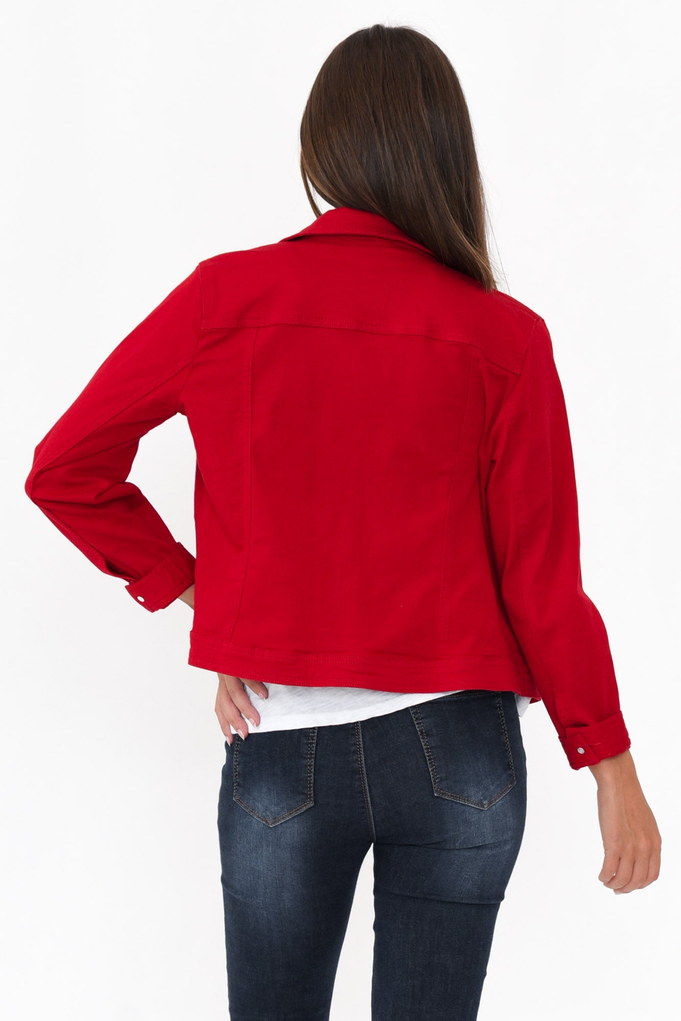 Danielle Red Stretch Jean Jacket