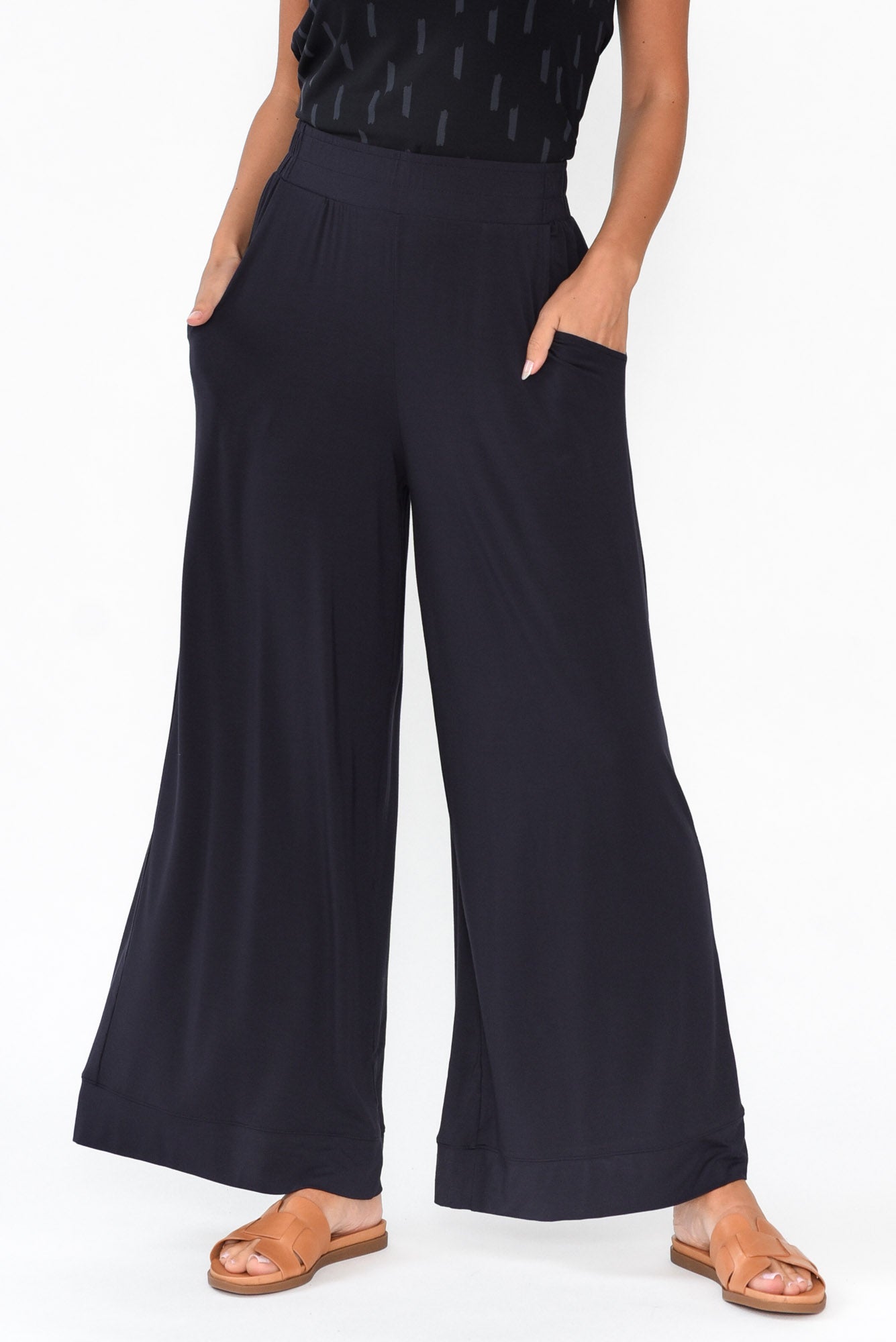 Lola Navy Micro Modal Wide Leg Pant
