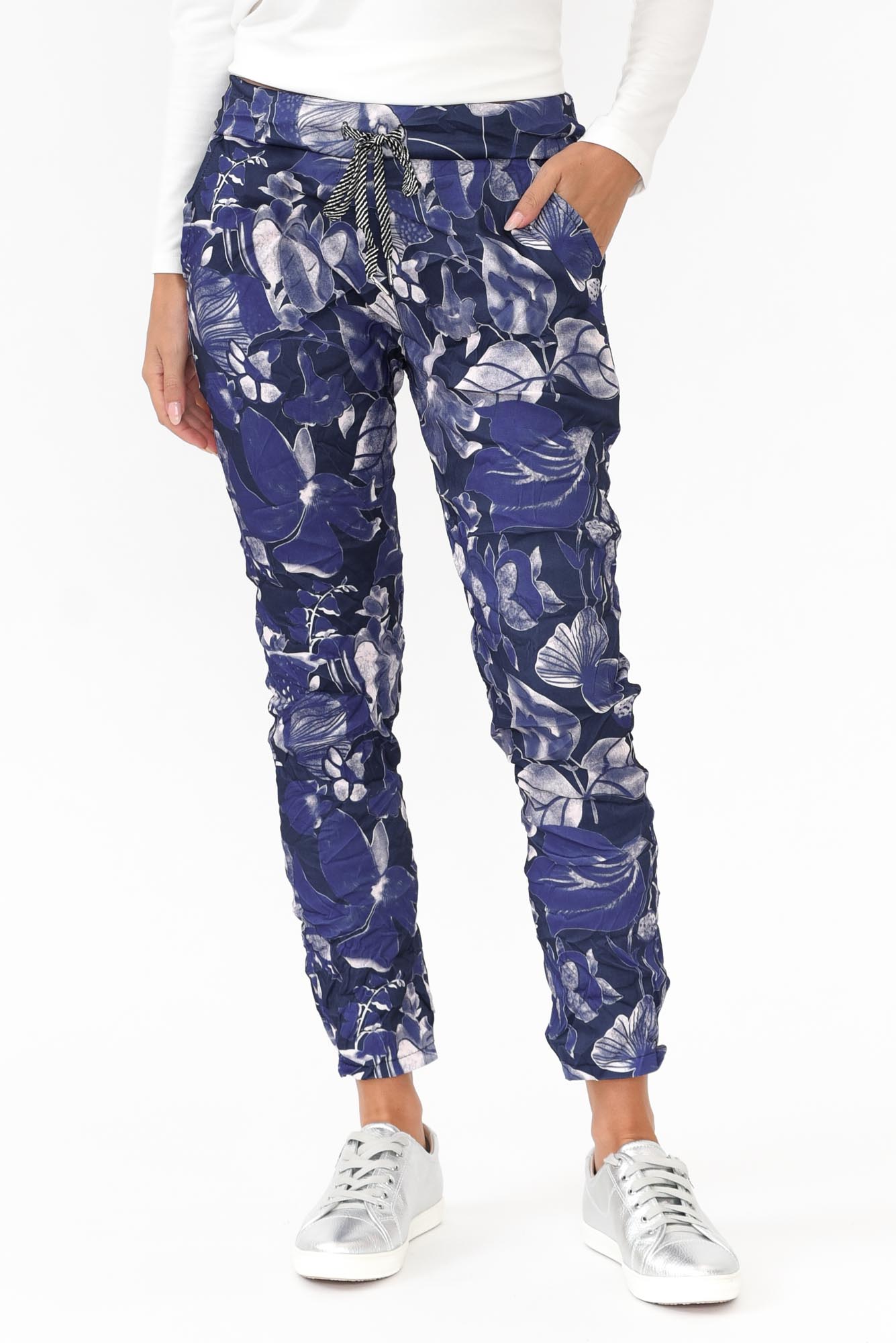 Russo Blue Floral Drawstring Pant