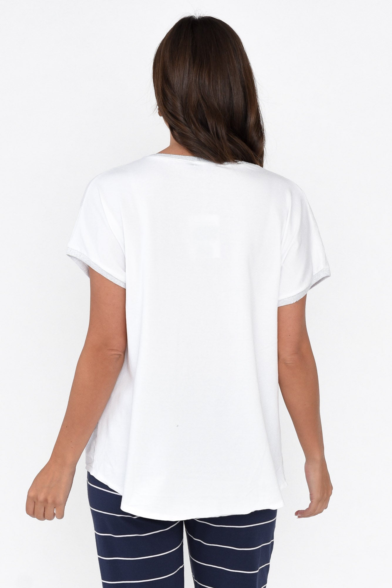 Candela White Sequin Heart Linen Top