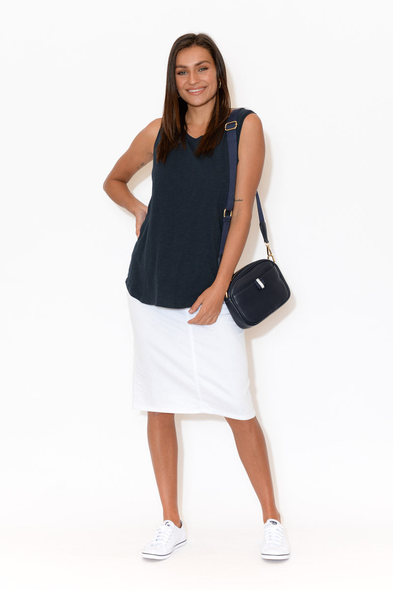 Navy Cotton Scoop Tank