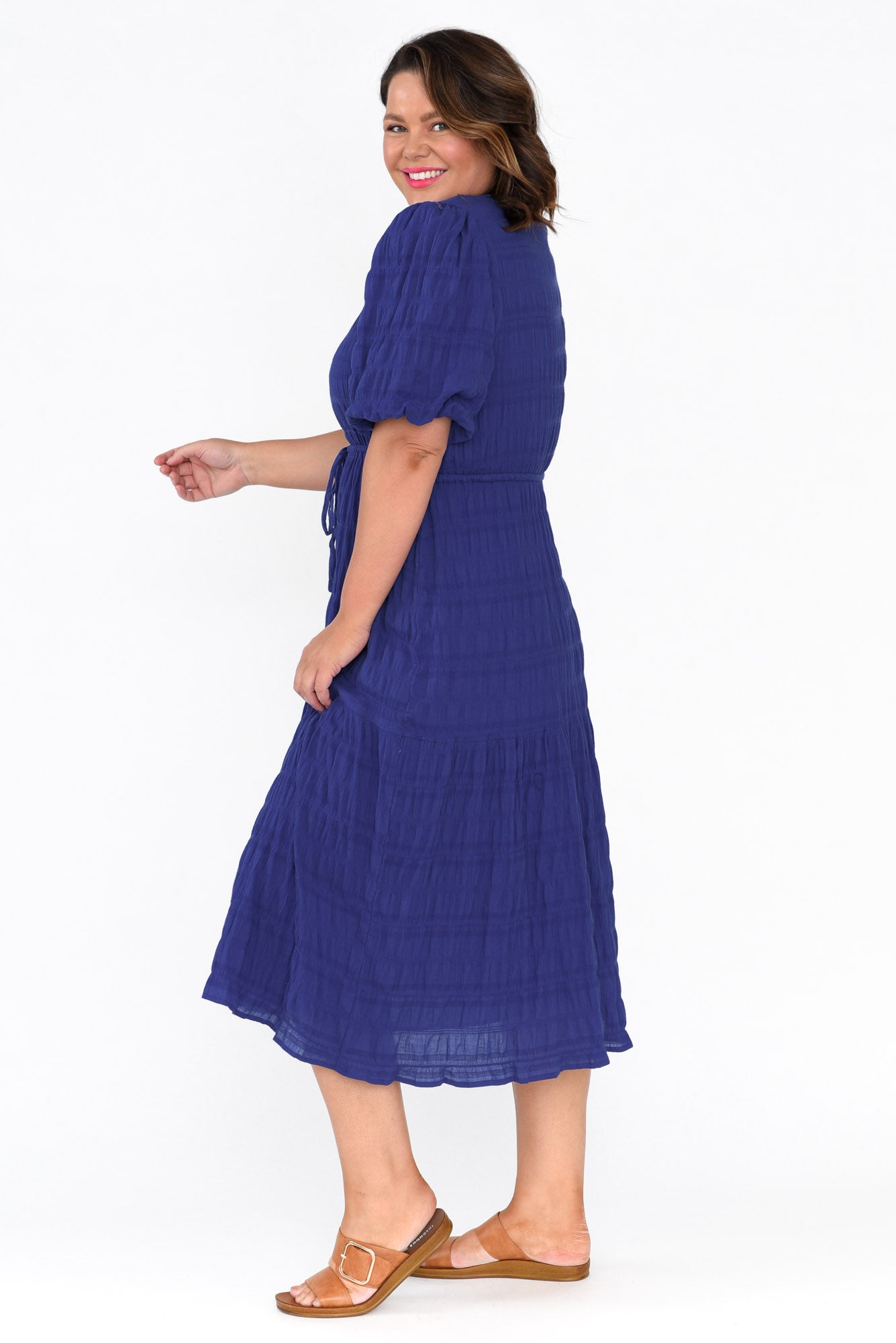 Rava Cobalt Cotton Tie Dress