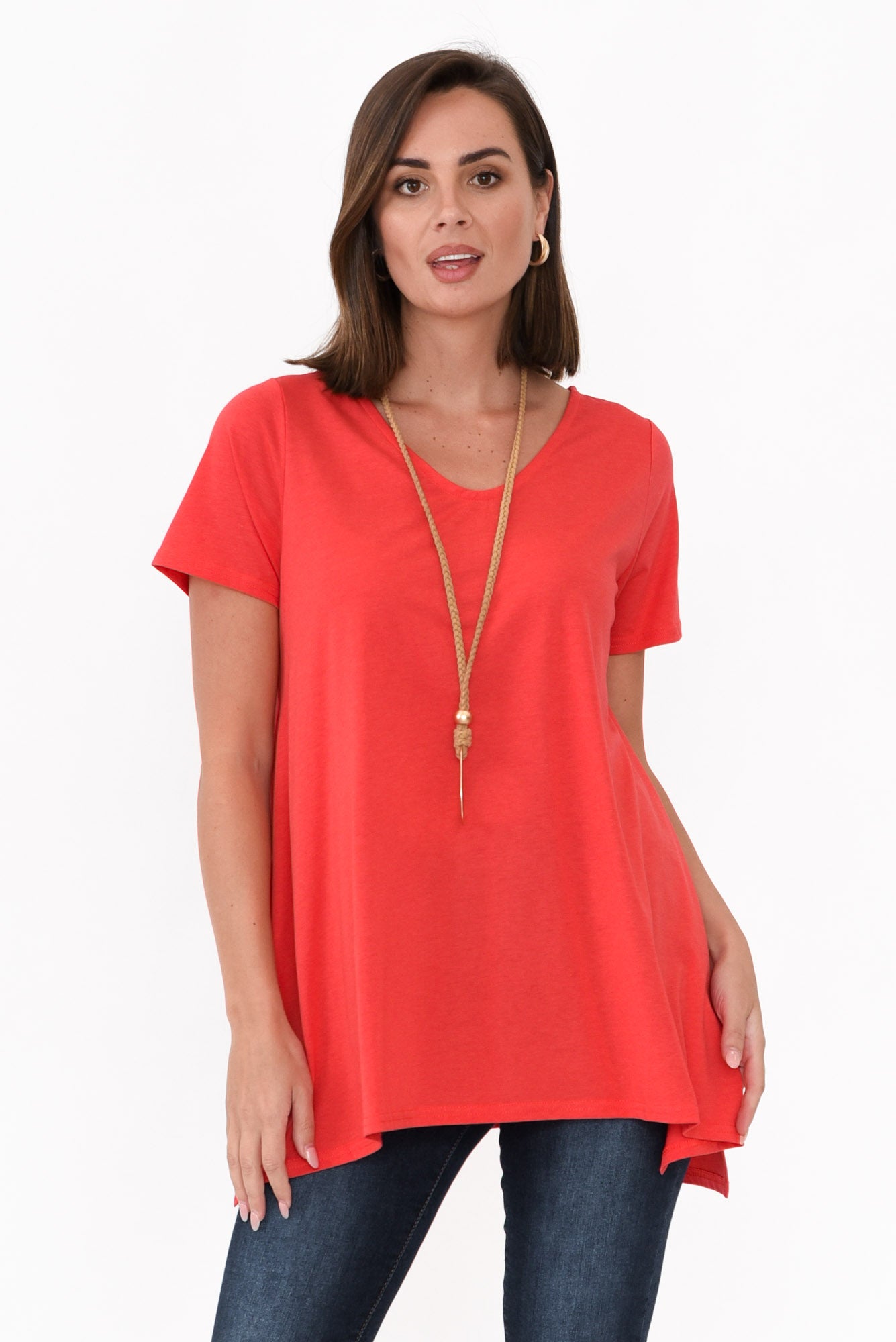Marcy Red Drape Cotton Top