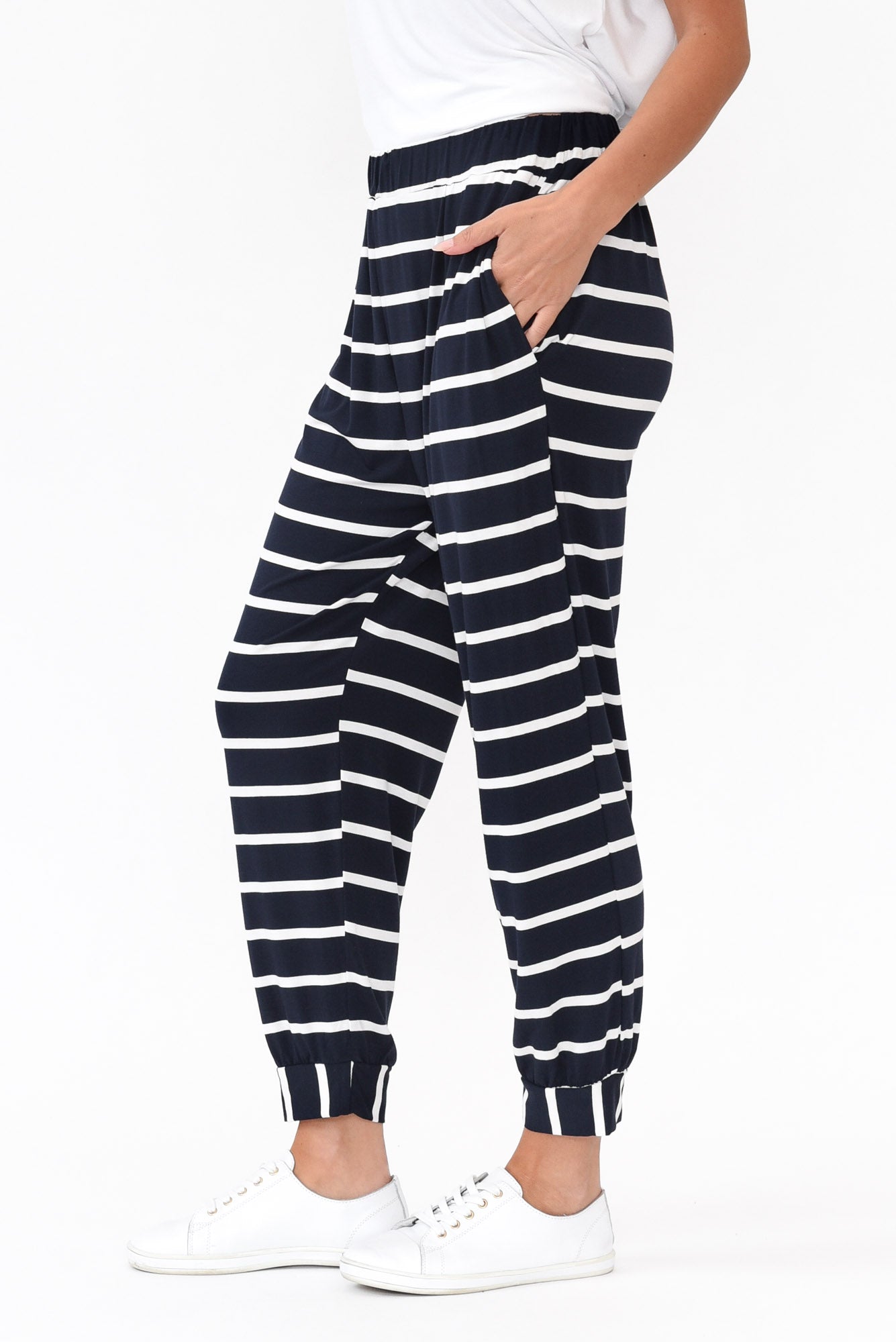 Tonkin Navy Stripe Bamboo 3/4 Pant