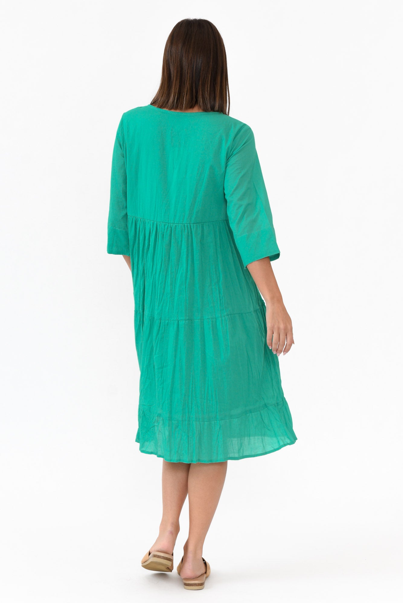 Milana Emerald Crinkle Cotton Dress