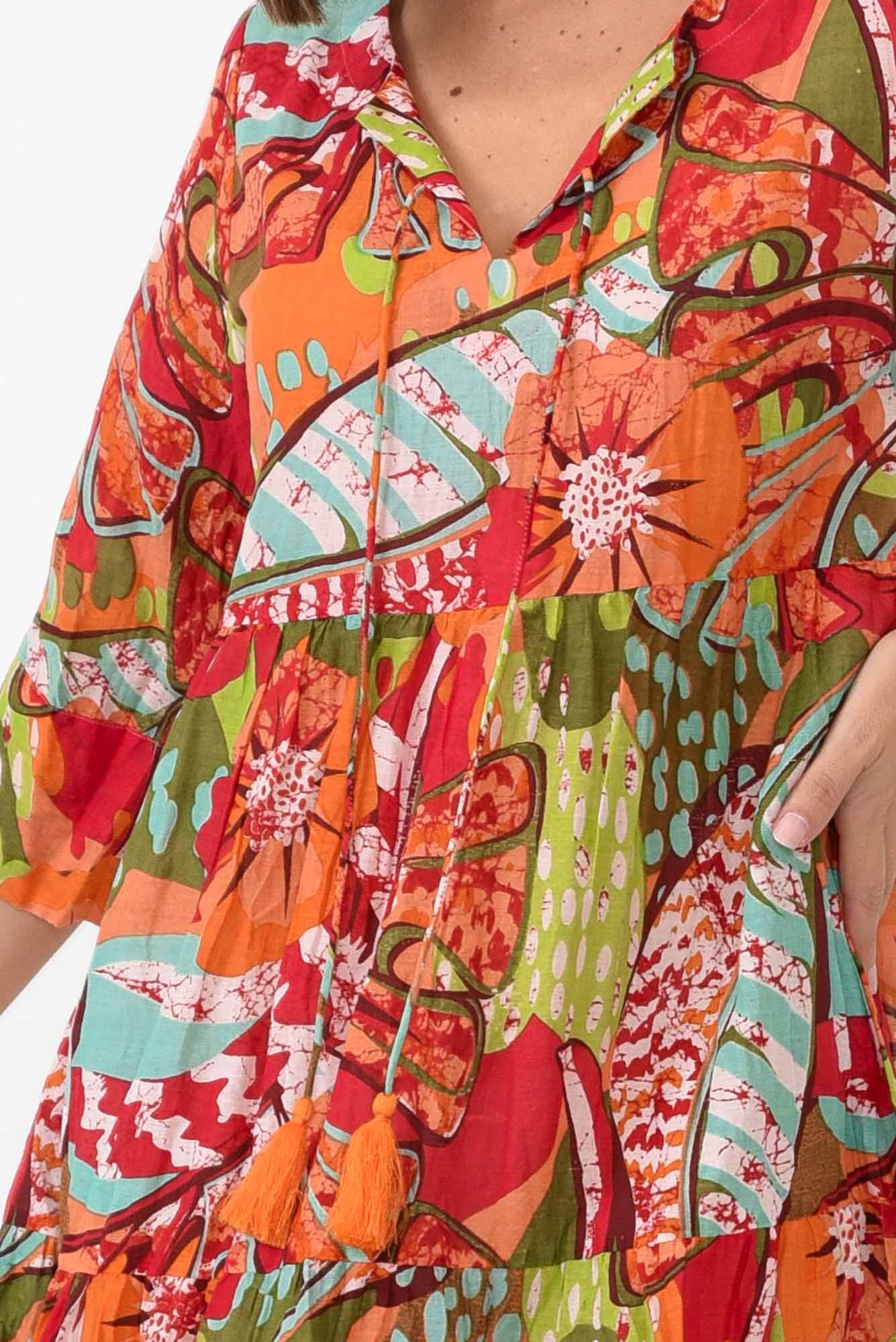 Layla Green Jungle Crinkle Cotton Dress