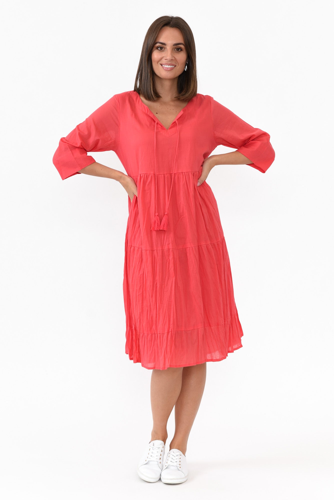 Milana Cherry Crinkle Cotton Dress