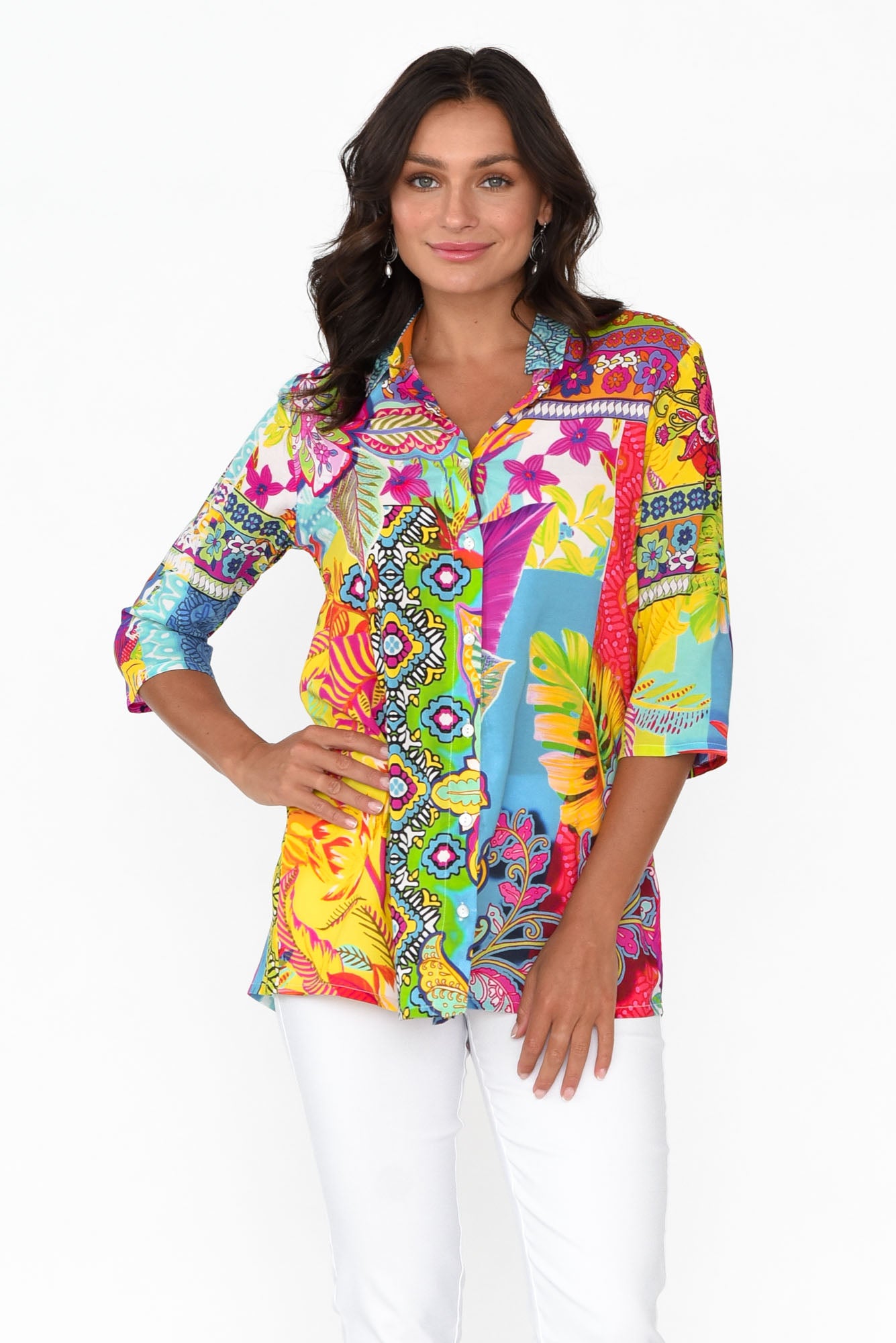 Melba Blue Abstract Collared Shirt