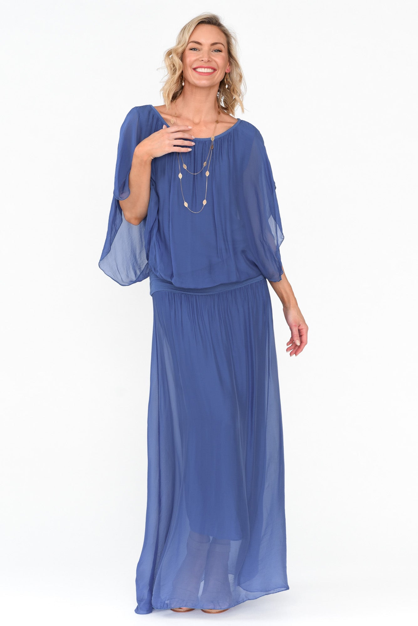 Viana Cobalt Silk Layer Skirt