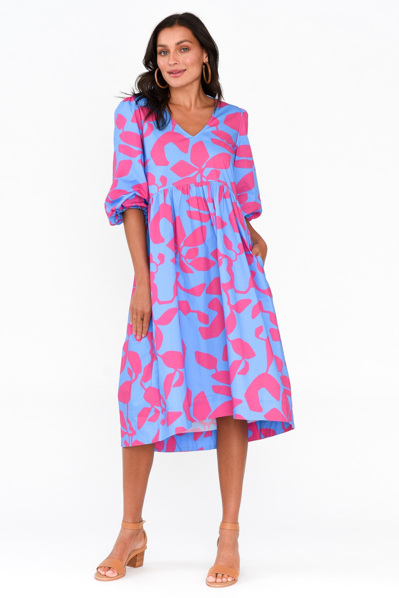 Darla Vivid Leaf Cotton Poplin Dress