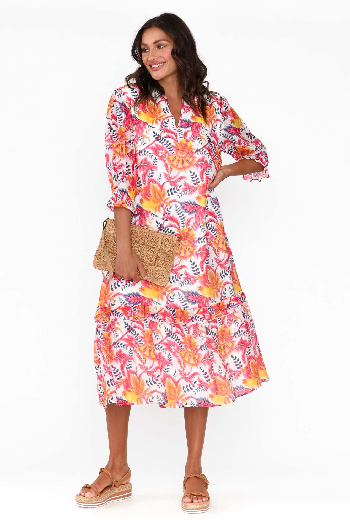 Jetta Pink Botanical Shirt Dress