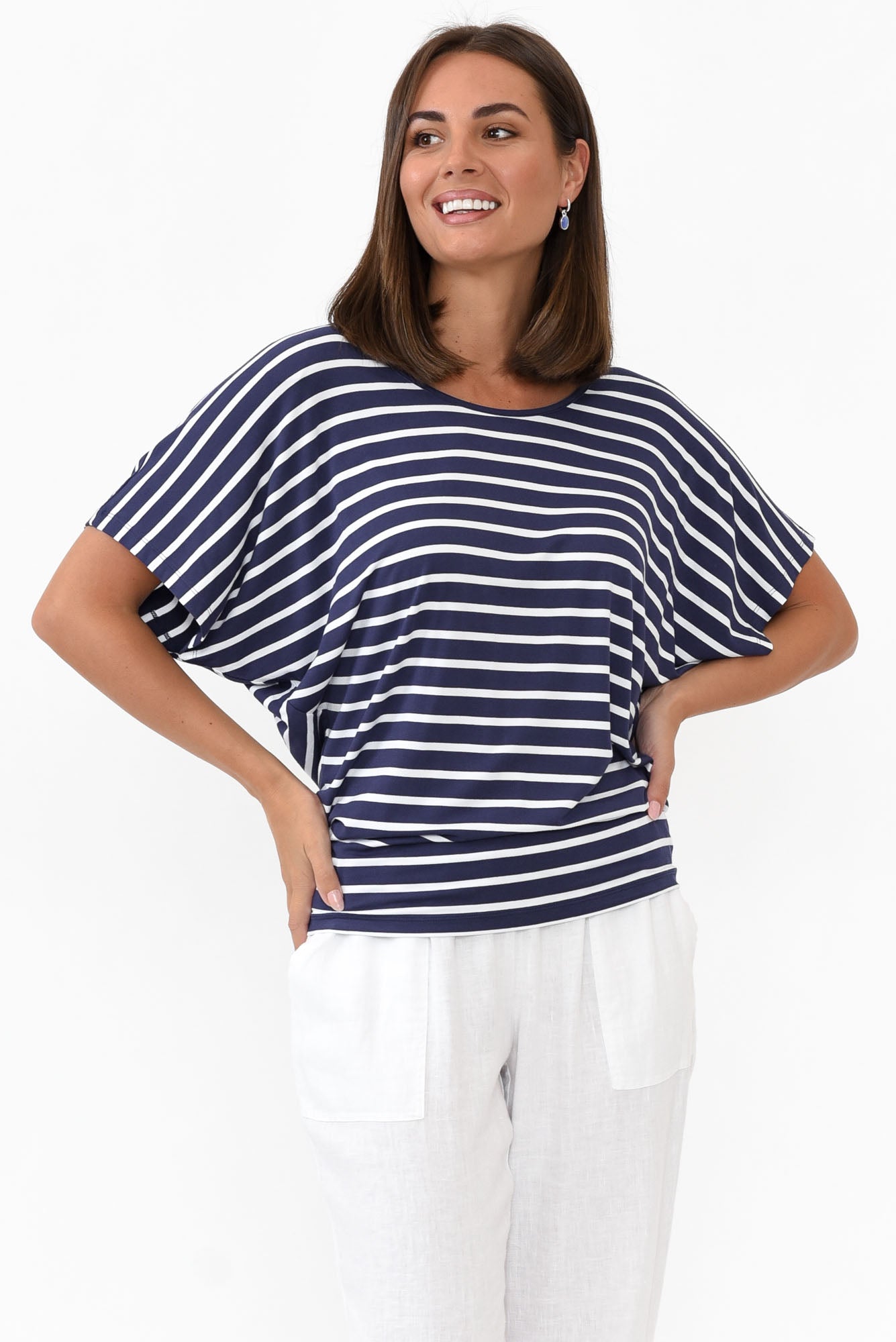 Navy Parisian Stripe Maui Tee