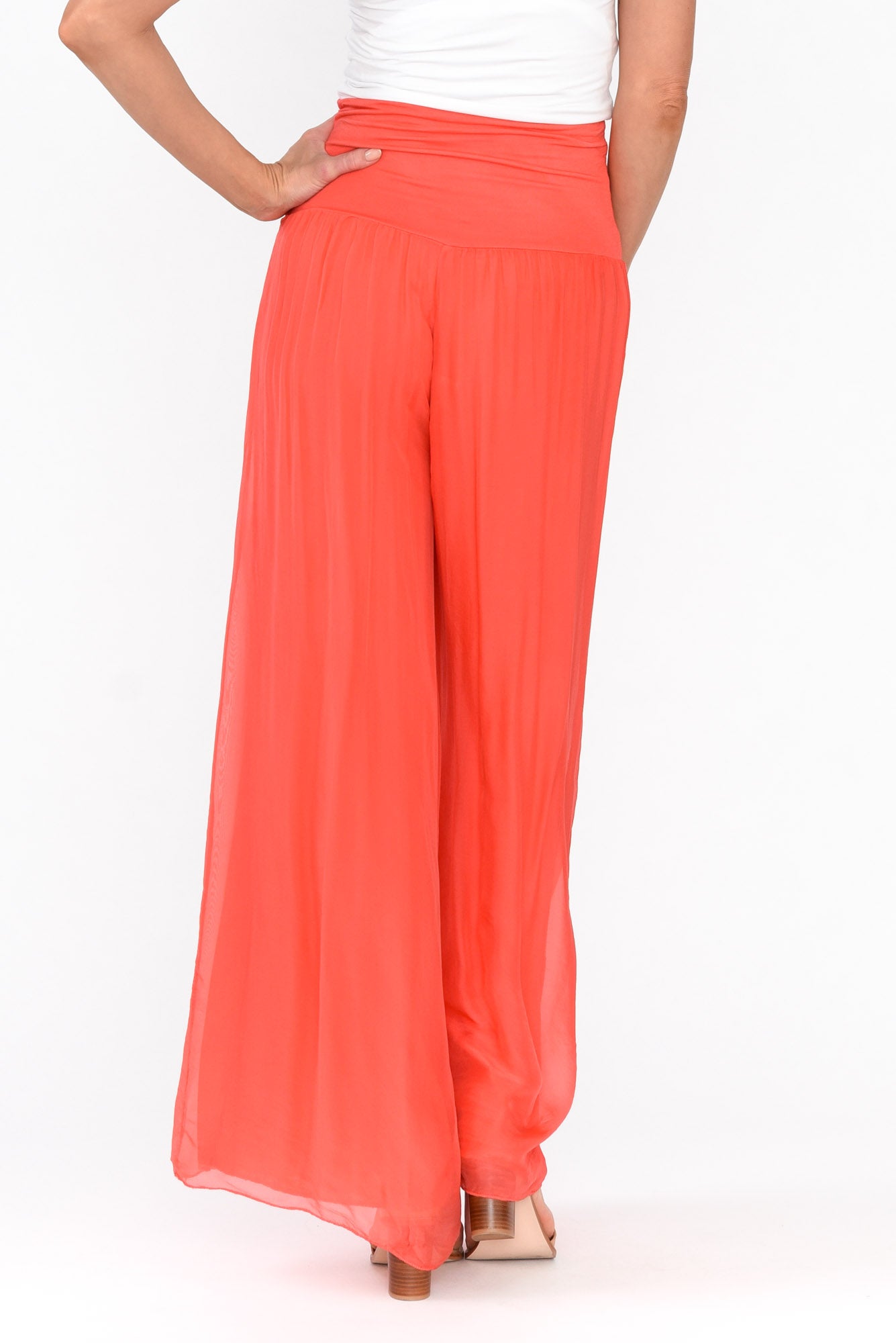 Vernon Coral Silk Wide Leg Pant