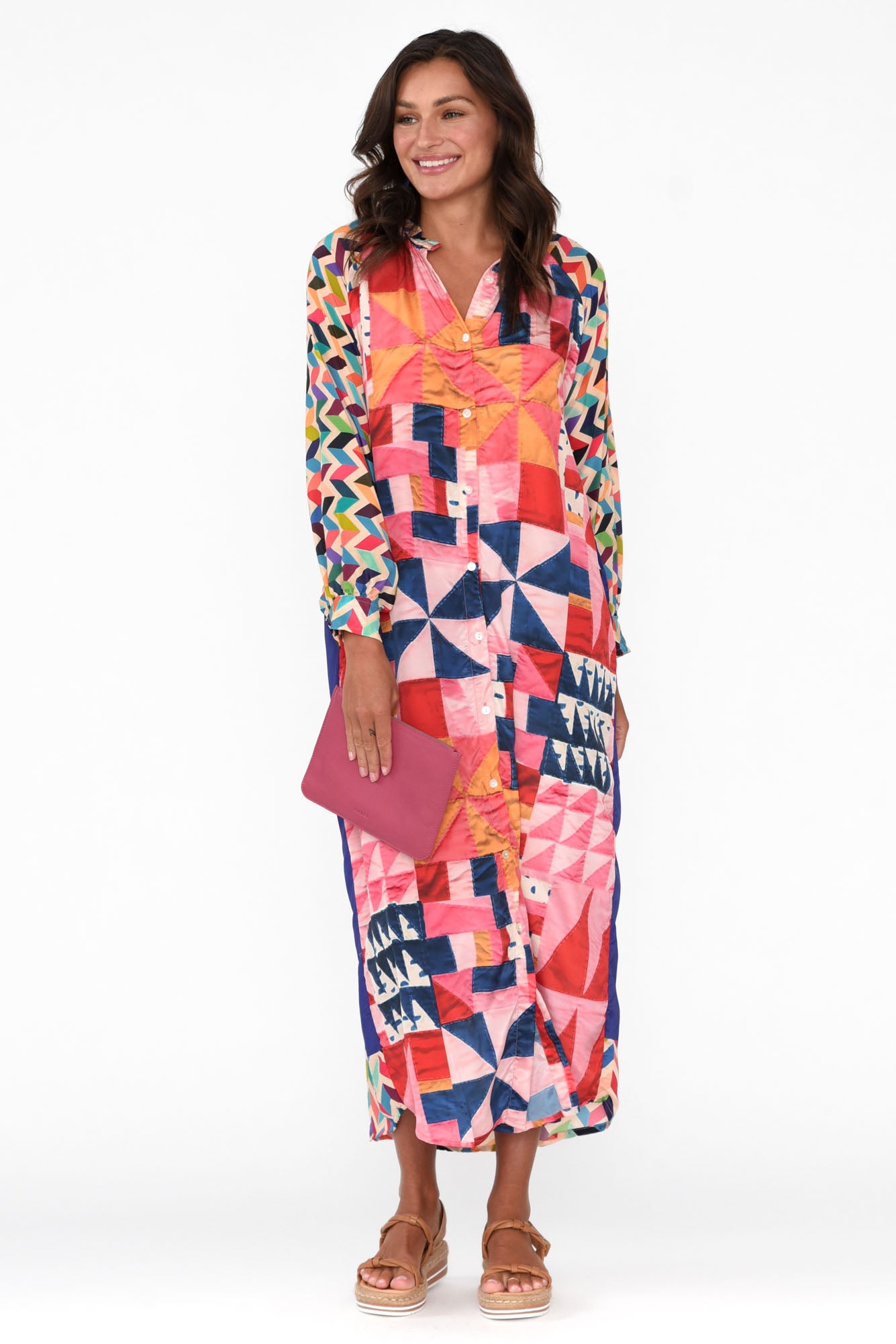 Maeva Pink Geo Shirt Dress