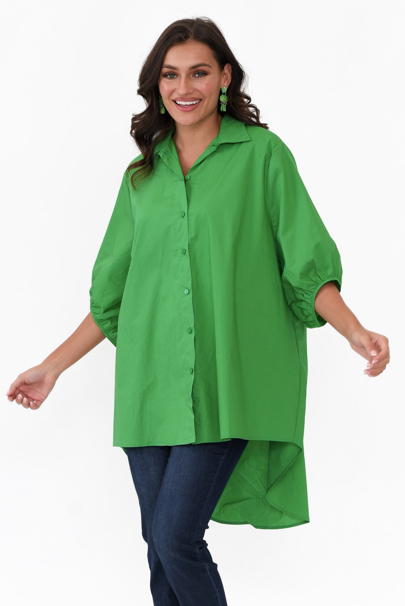 Sadie Green Cotton Tunic Top