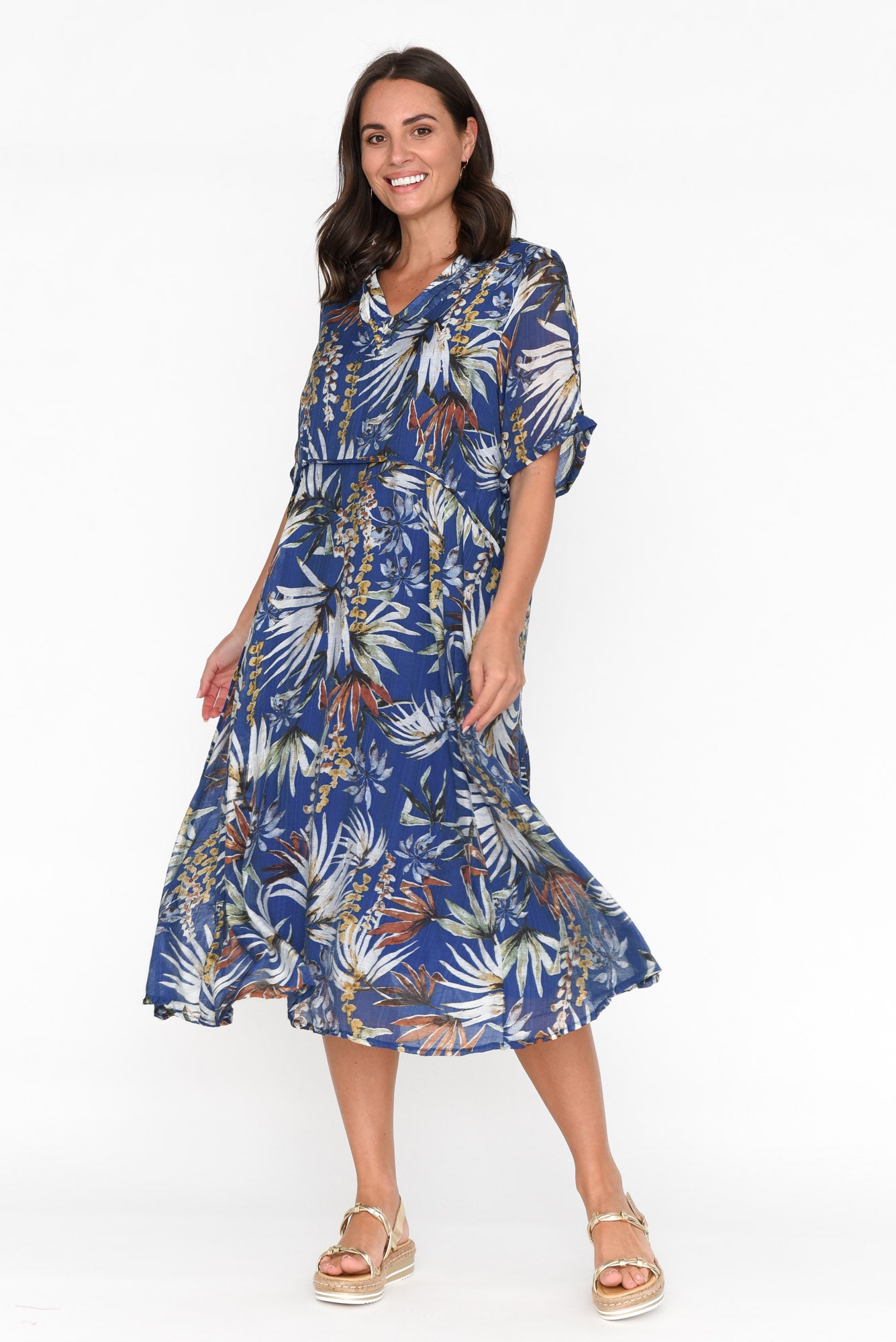 Raiden Blue Tropical Dress