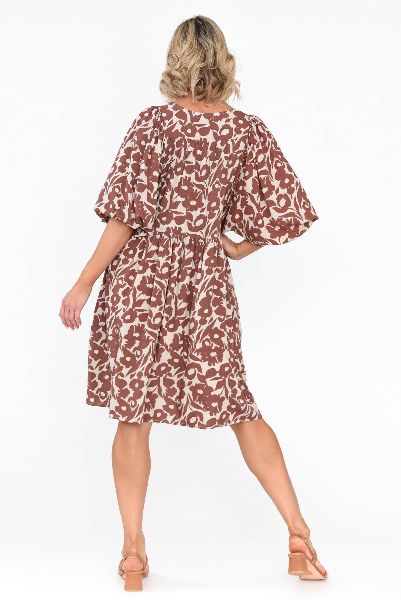Lyric Brown Floral Pocket Dress
